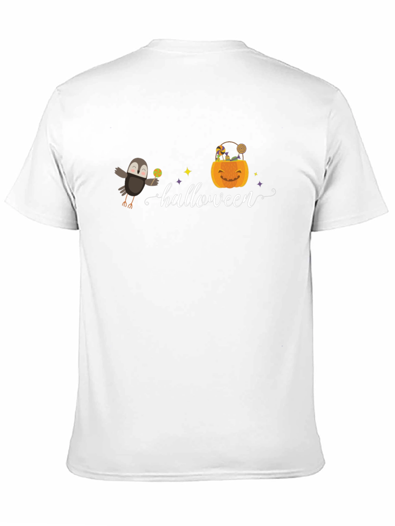 Halloween Graphic Tee - Crow & Pumpkin Design