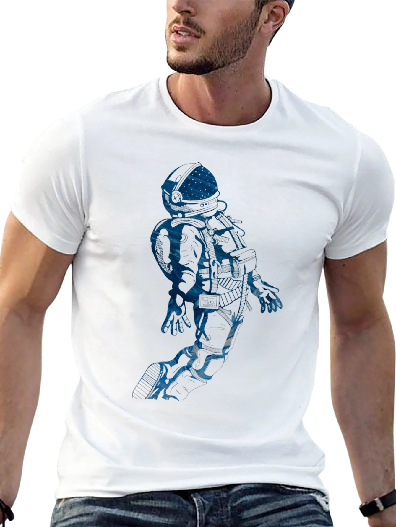 Astronaut Graphic Tee - Black Cotton Blend