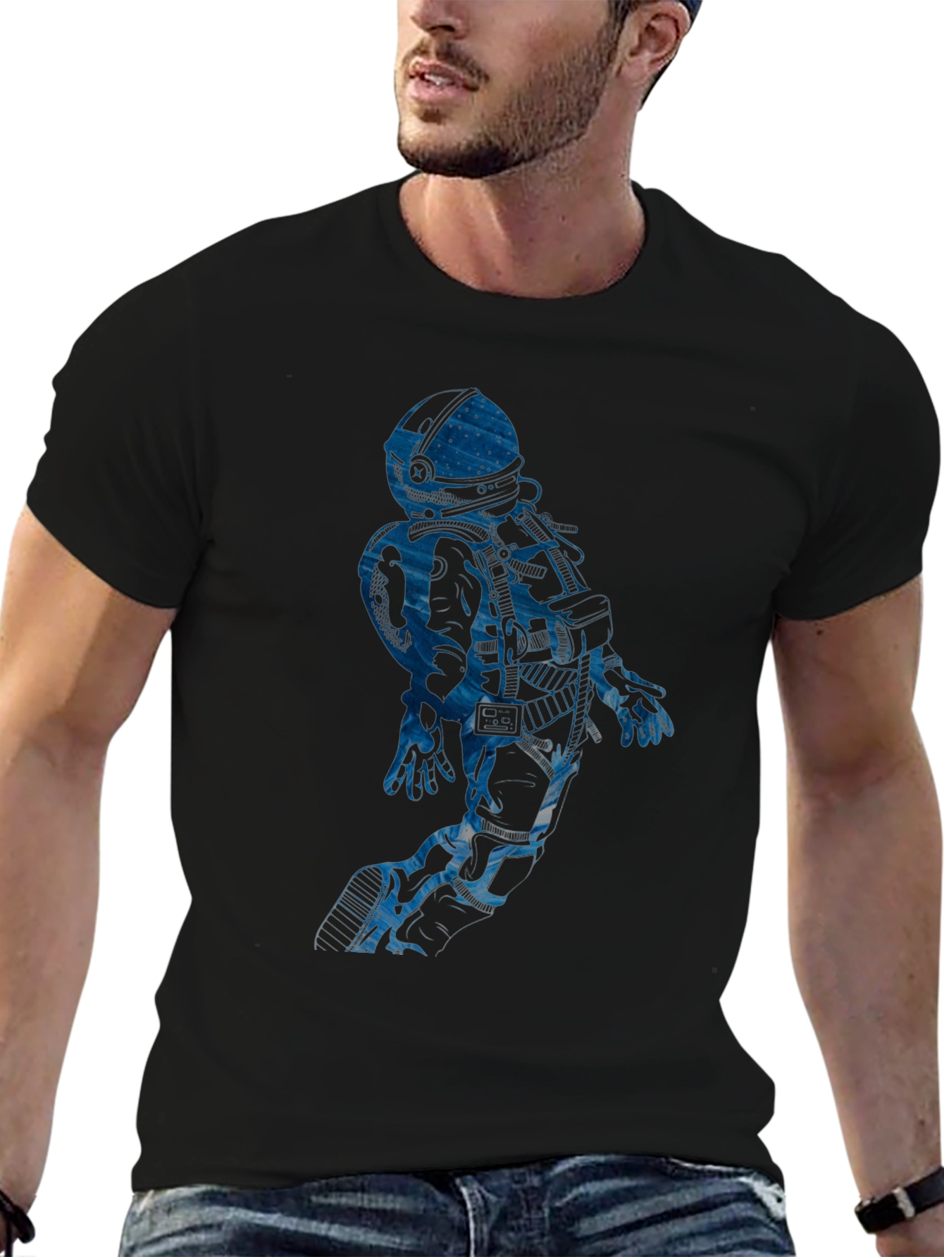 Astronaut Graphic Tee - Black Cotton Blend