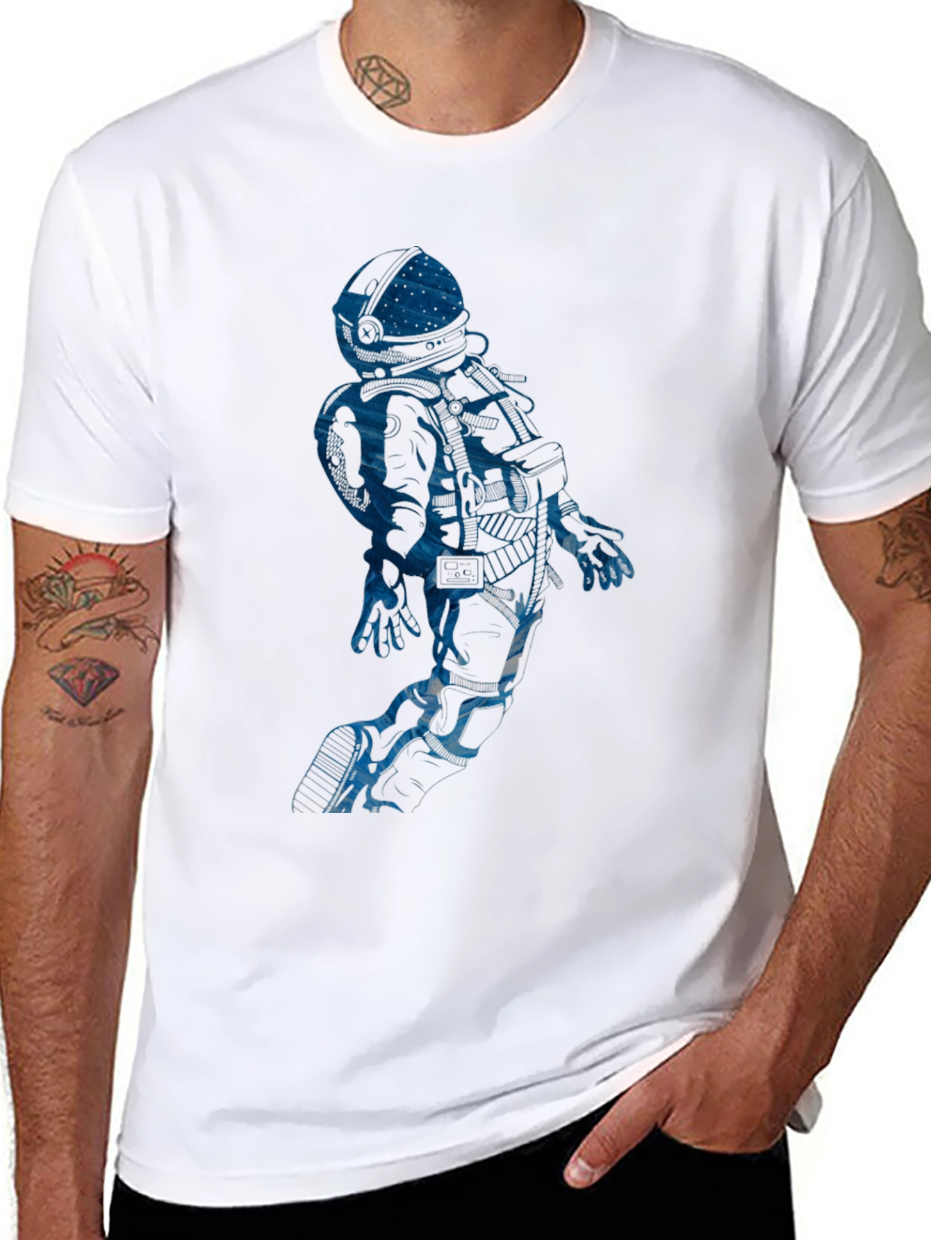 Astronaut Graphic Tee - Black Cotton Blend