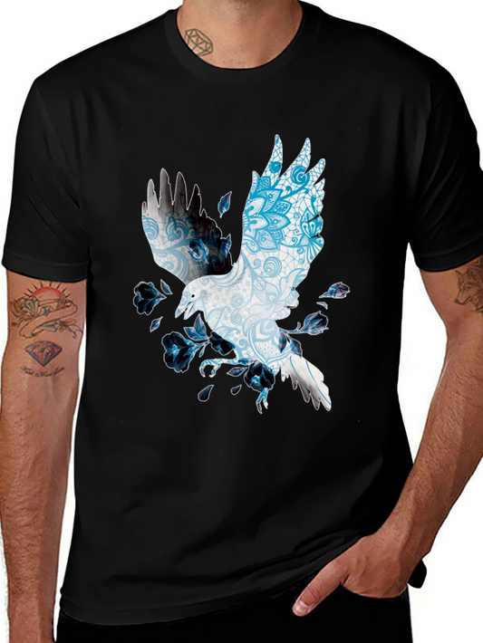 Raven Mandala Print Black T-Shirt