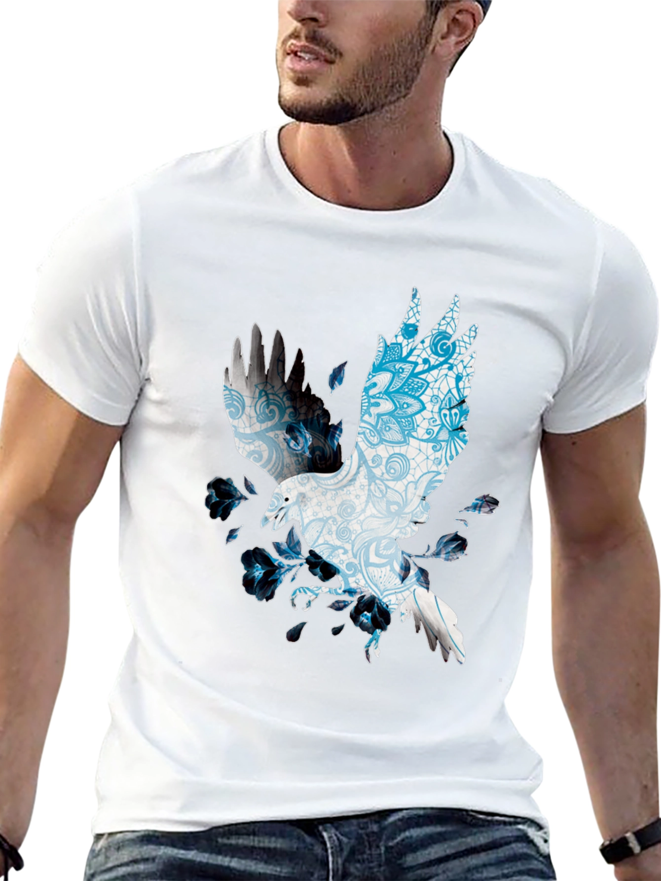 Raven Mandala Print Black T-Shirt