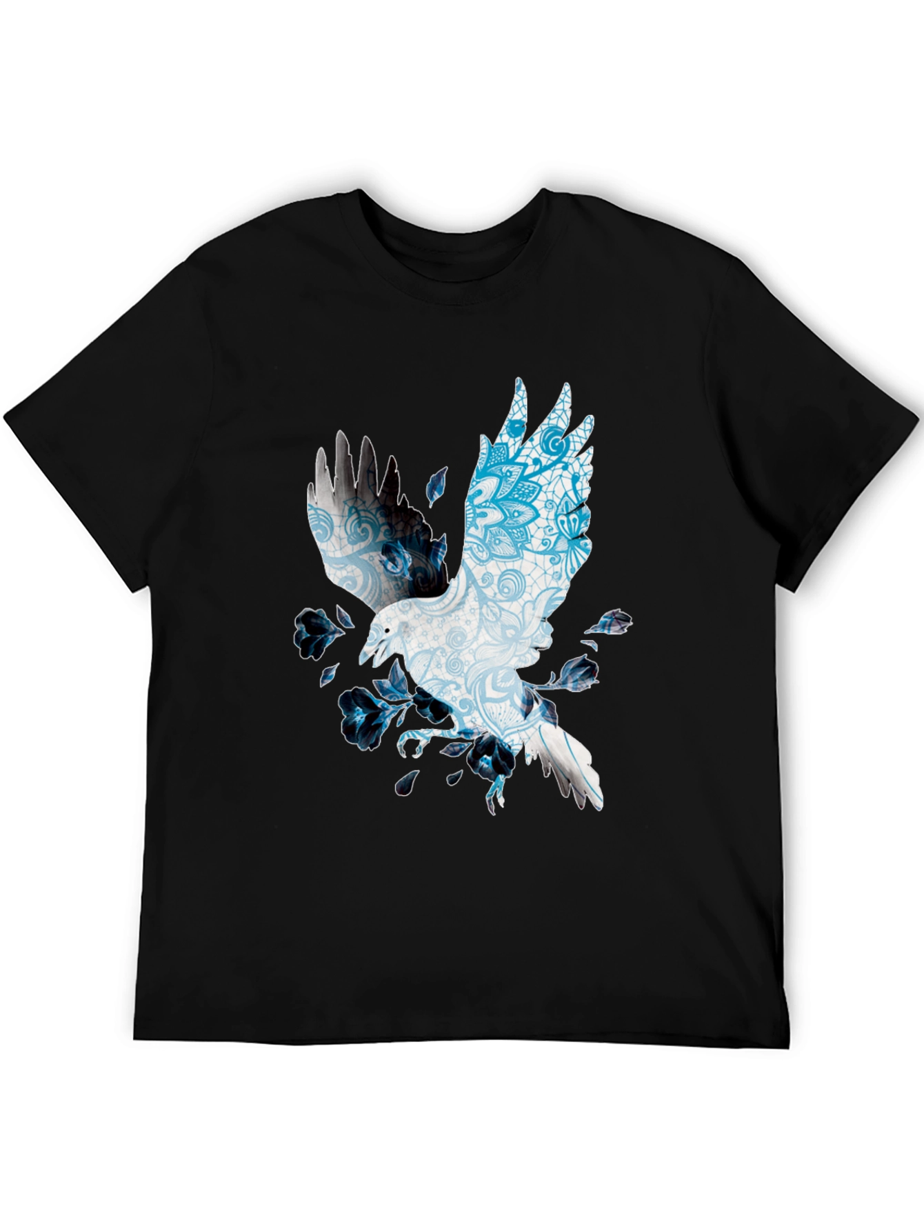 Raven Mandala Print Black T-Shirt