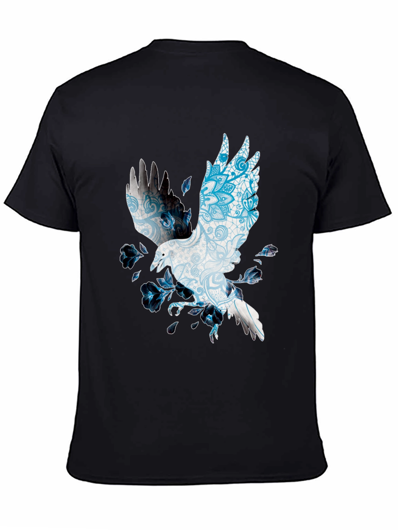 Raven Mandala Print Black T-Shirt