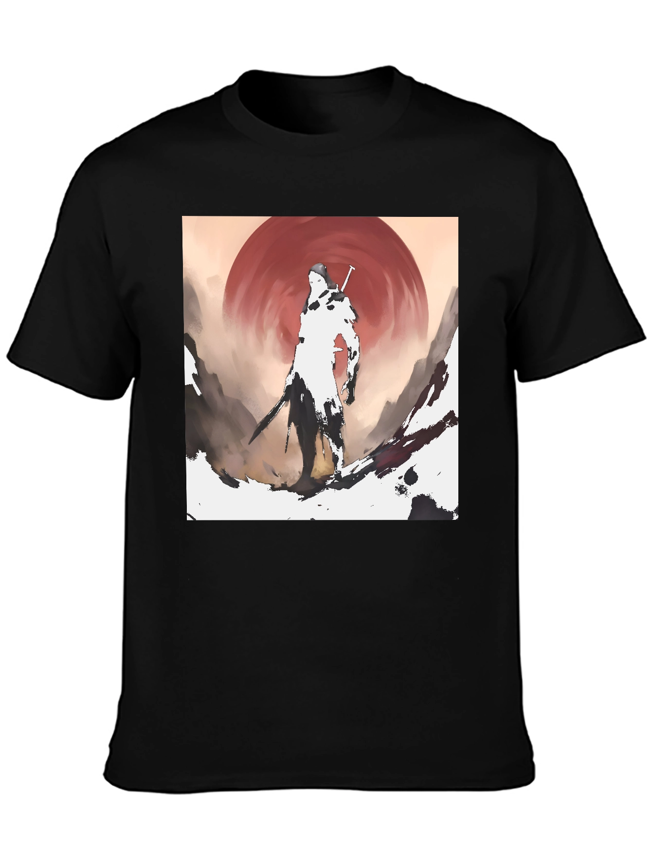 Samurai Sunset Graphic Tee - Stylish Ink Print