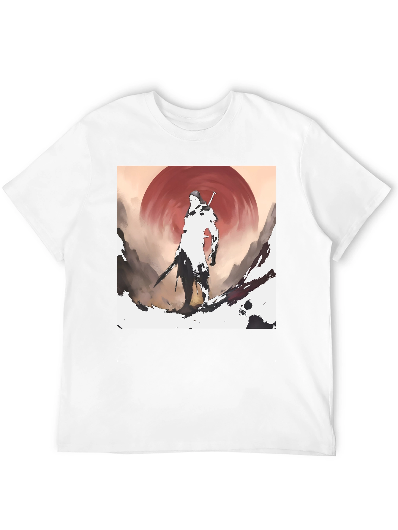 Samurai Sunset Graphic Tee - Stylish Ink Print