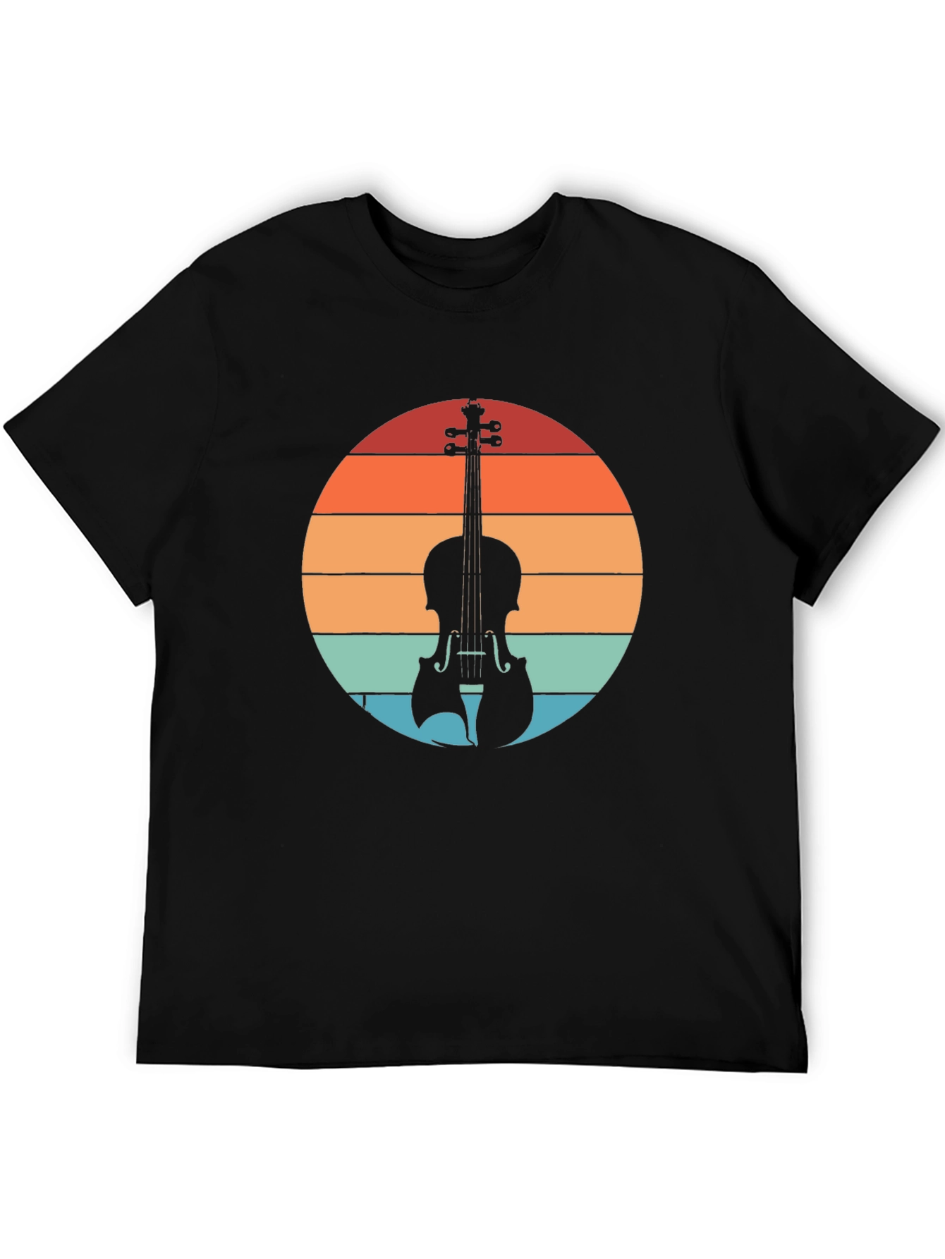 Retro Violin Sunset Graphic Tee - Musical Instrument T-Shirt