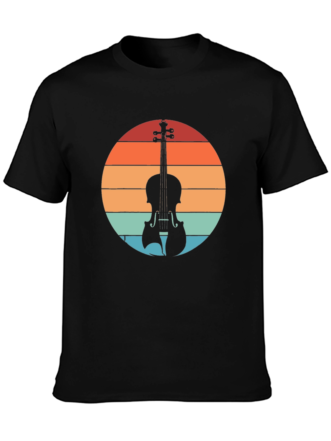 Retro Violin Sunset Graphic Tee - Musical Instrument T-Shirt