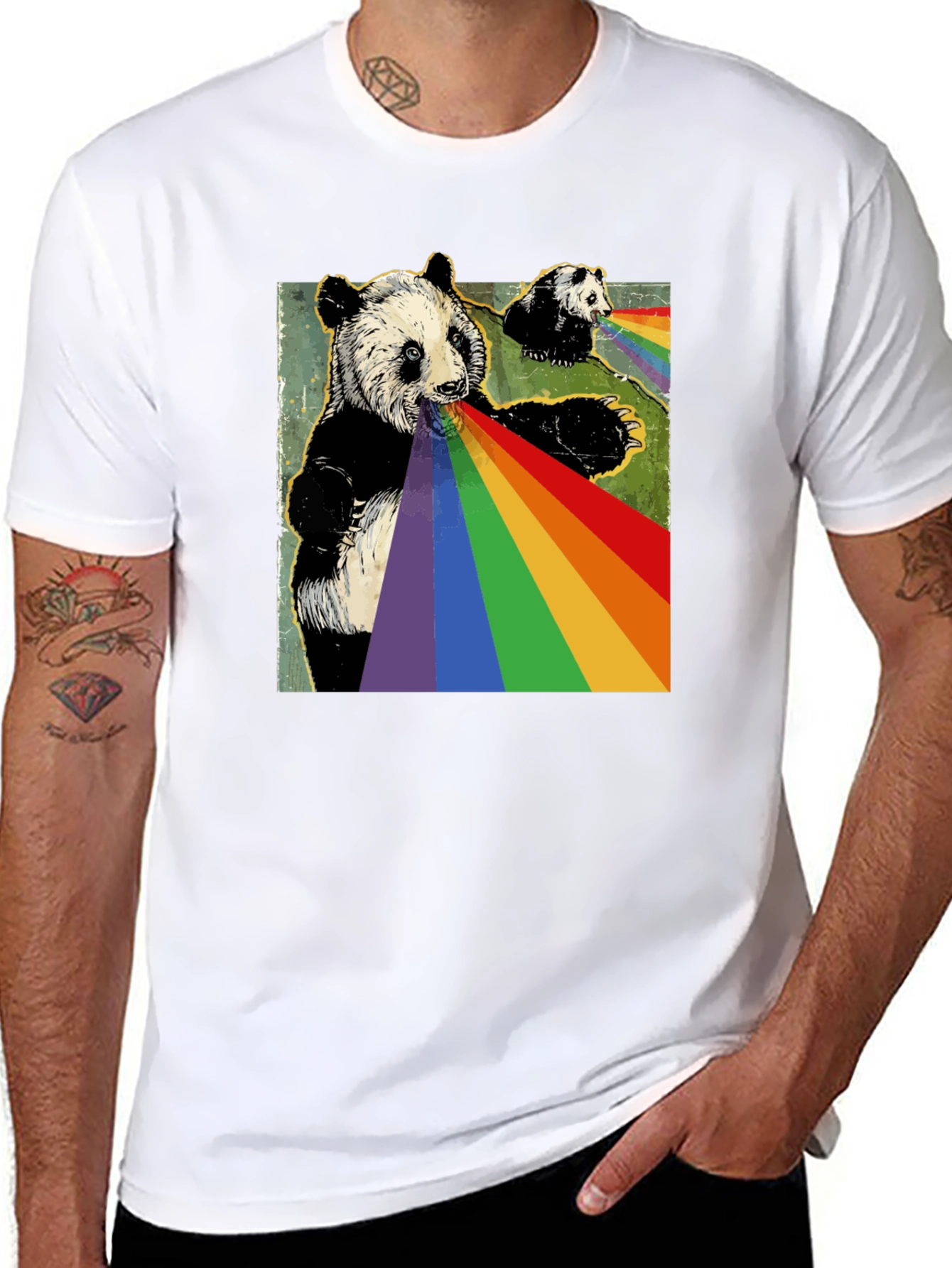 Panda Rainbow T-Shirt - Unique Graphic Tee
