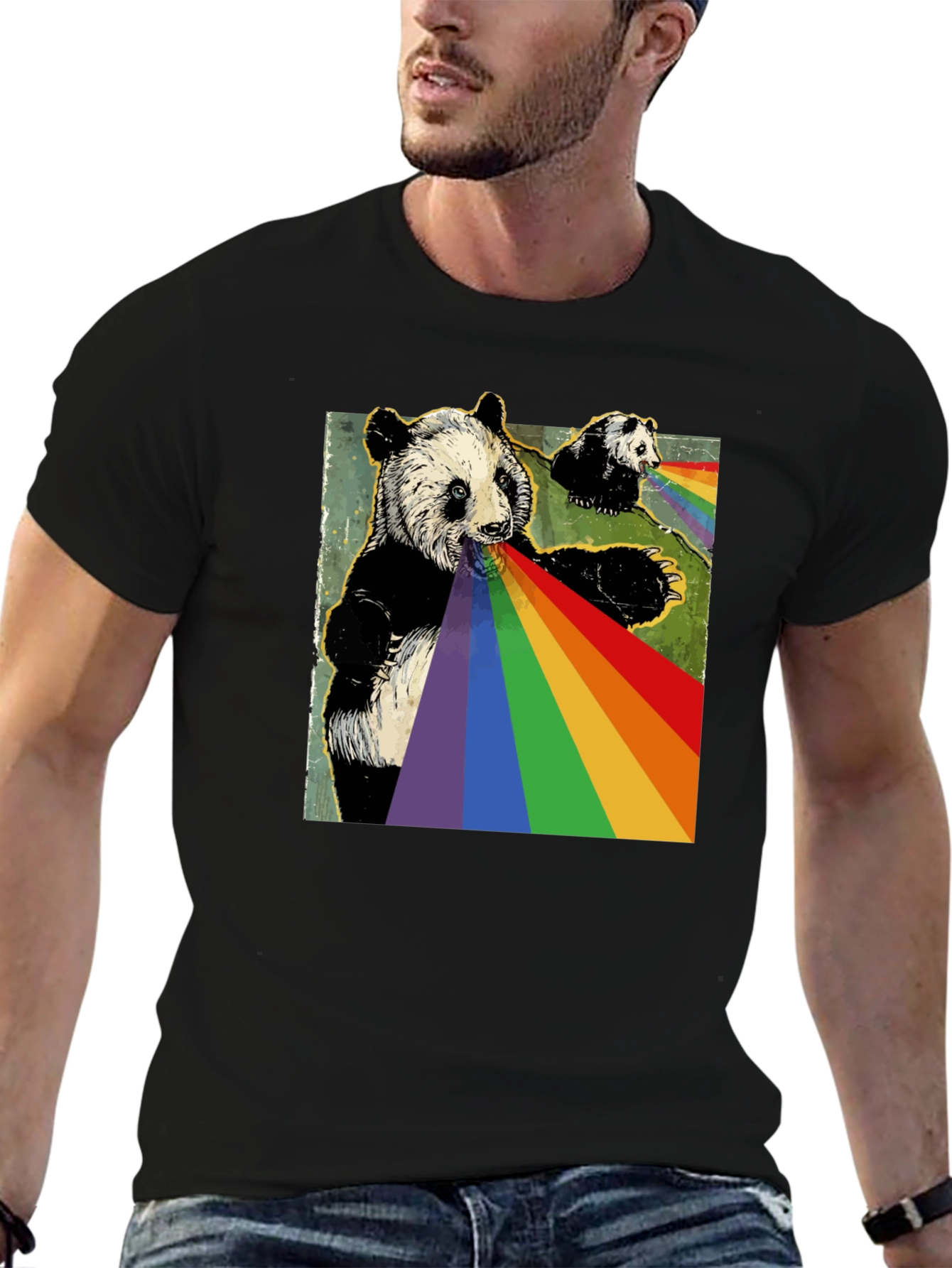 Panda Rainbow T-Shirt - Unique Graphic Tee