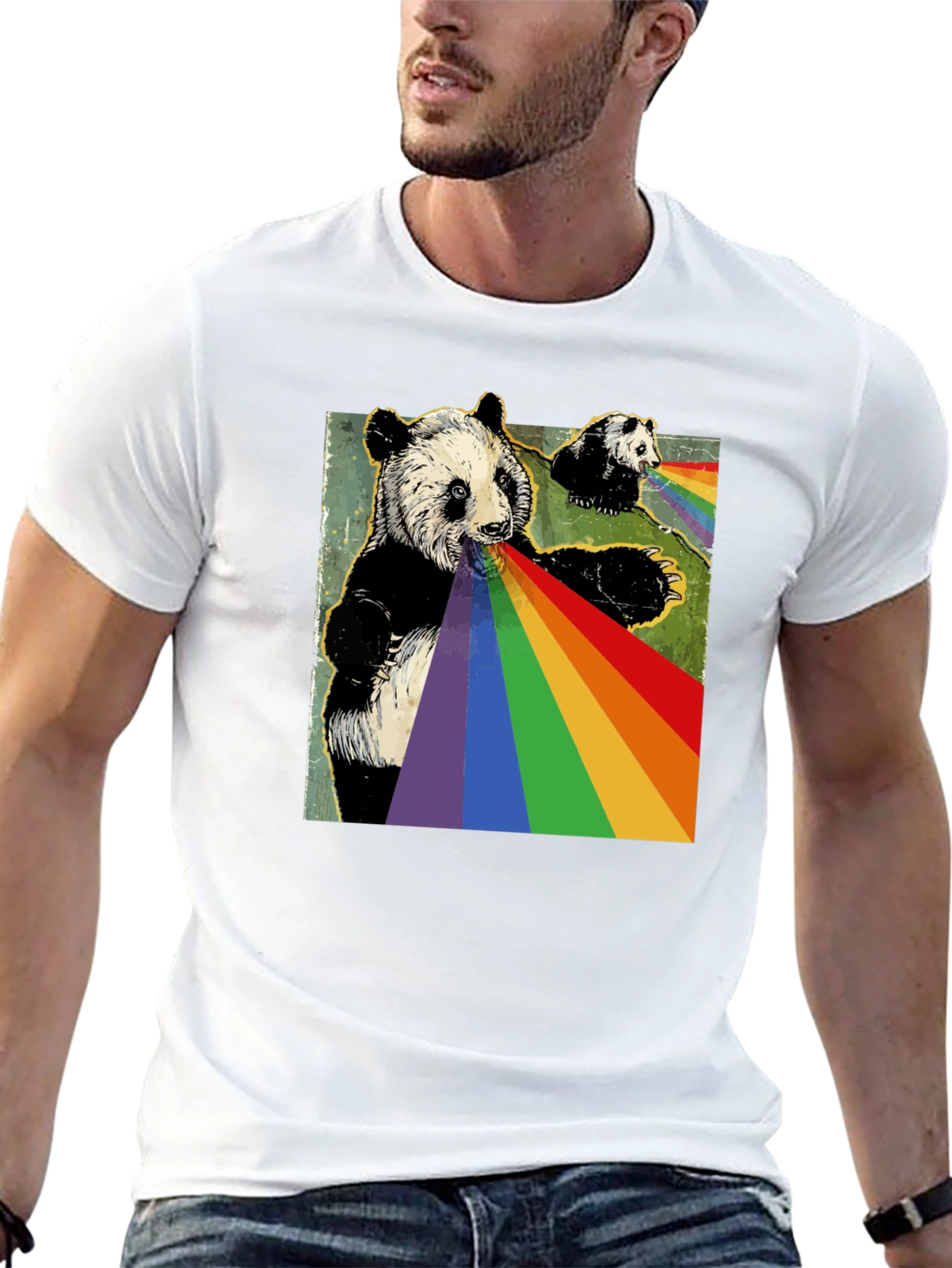Panda Rainbow T-Shirt - Unique Graphic Tee