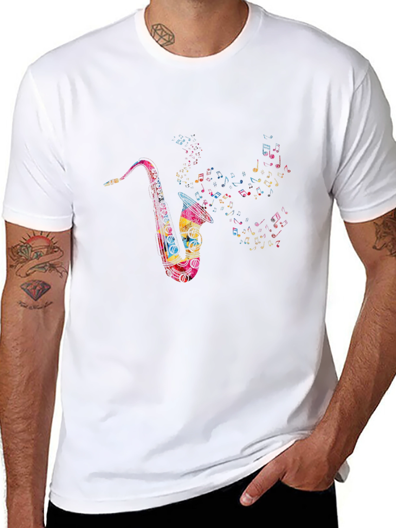 Saxophone Music Note T-Shirt - Mens