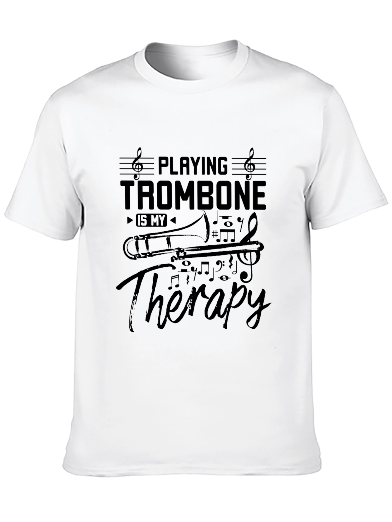 Trombone Therapy Black T-Shirt - Musicians Tee