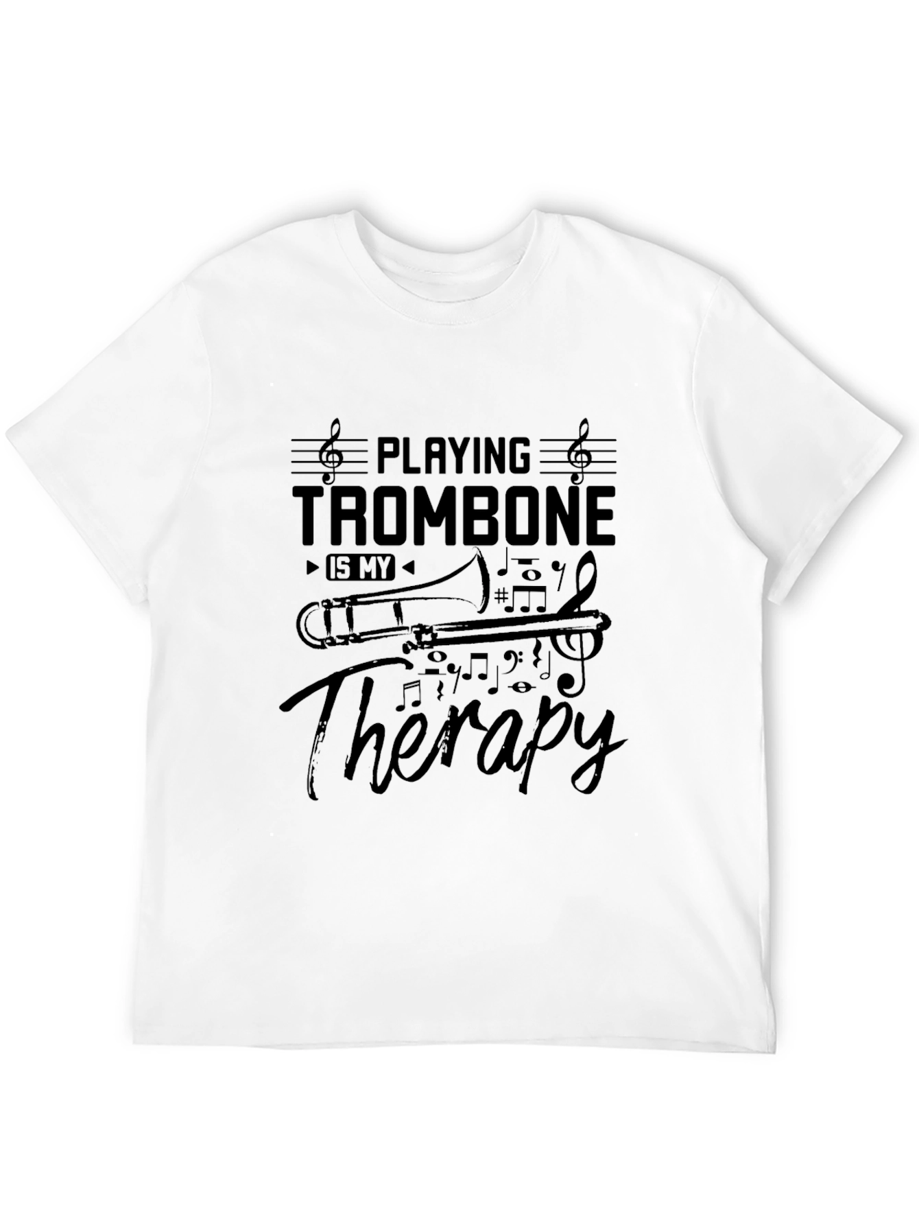 Trombone Therapy Black T-Shirt - Musicians Tee