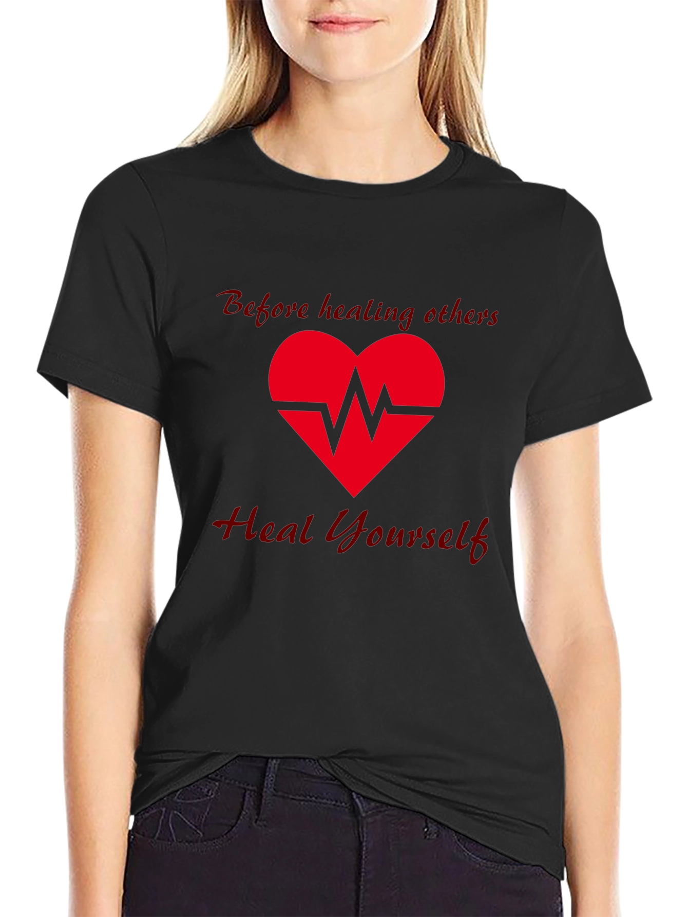 Heal Yourself Graphic Tee - Black Cotton T-Shirt