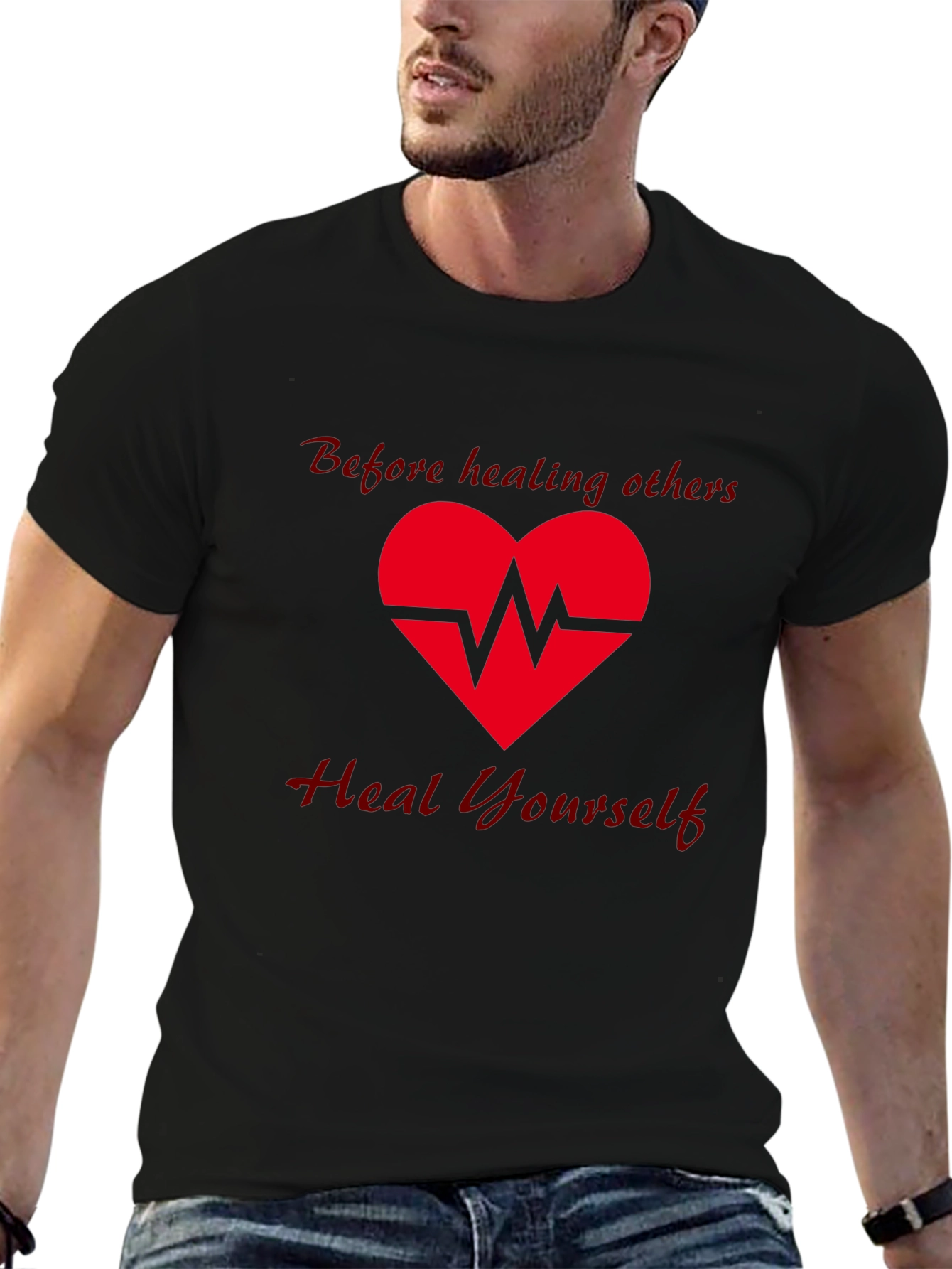 Heal Yourself Graphic Tee - Black Cotton T-Shirt