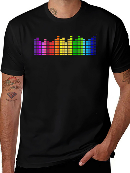 Rainbow Equalizer Graphic Black T-Shirt