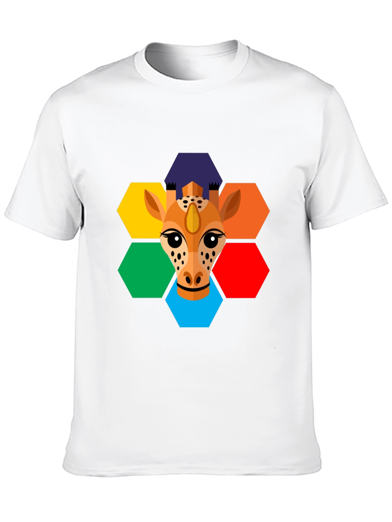 Geometric Giraffe Graphic Tee - Unisex Black T-Shirt