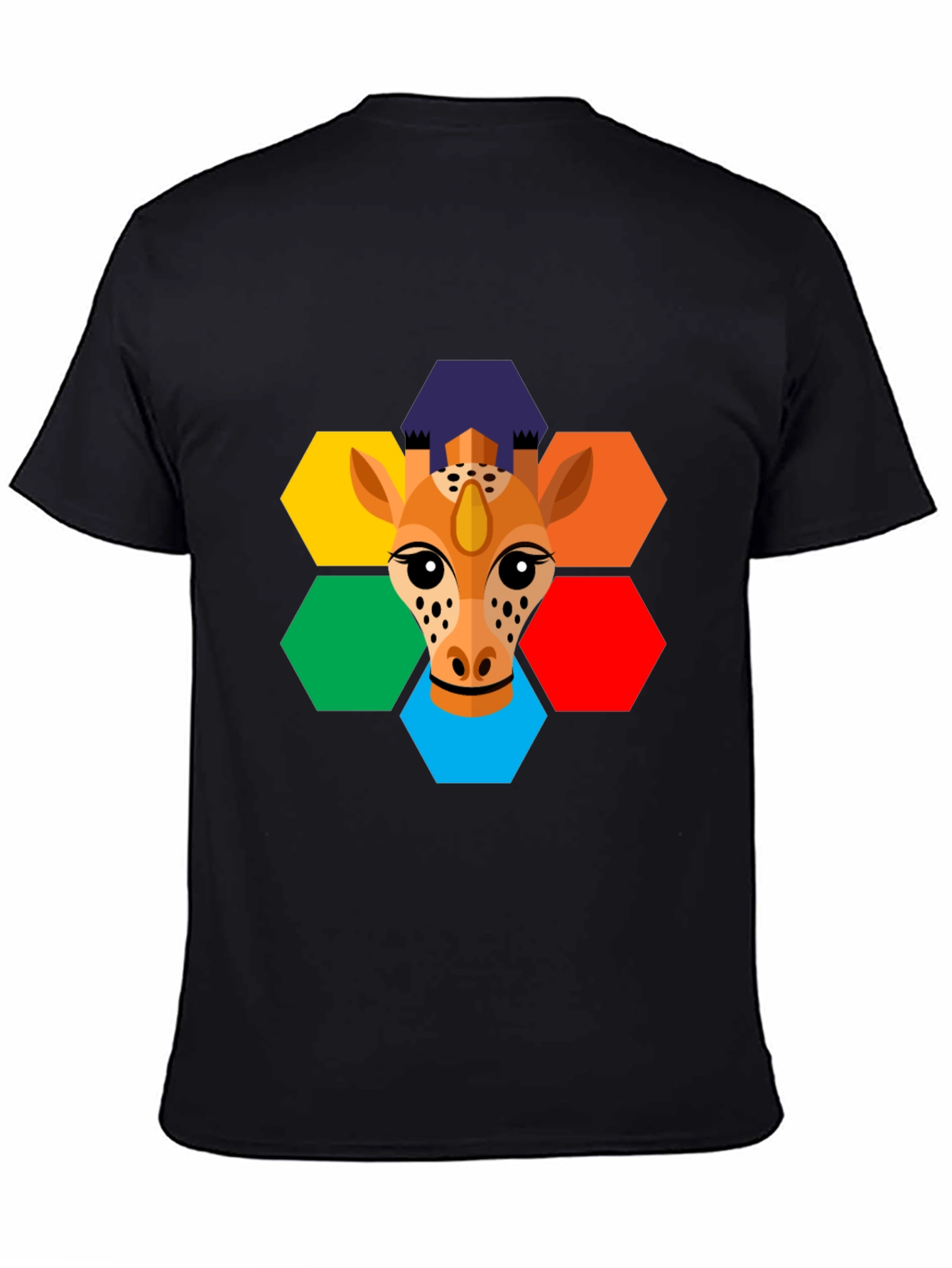 Geometric Giraffe Graphic Tee - Unisex Black T-Shirt