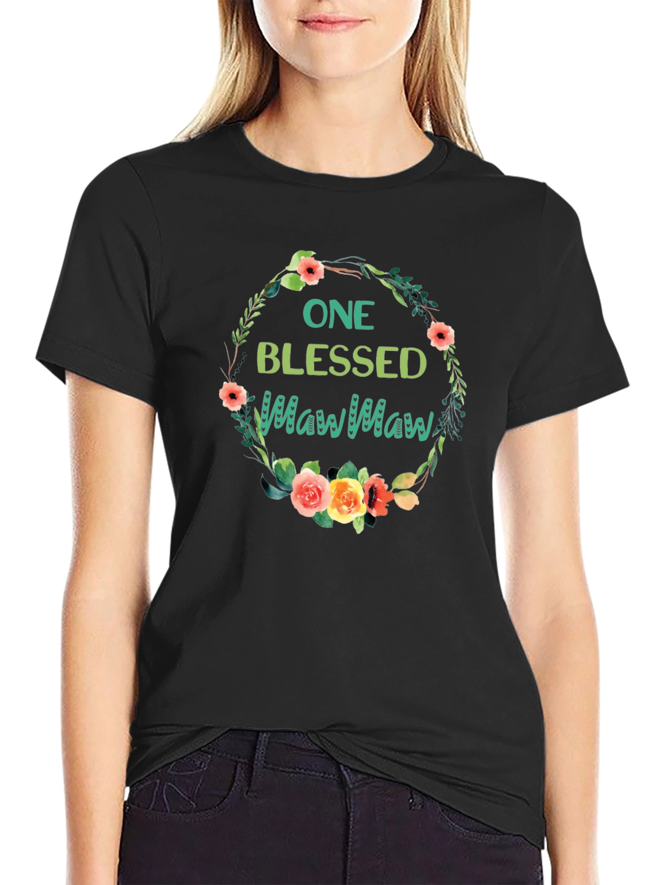 Blessed MawMaw Floral Wreath T-Shirt