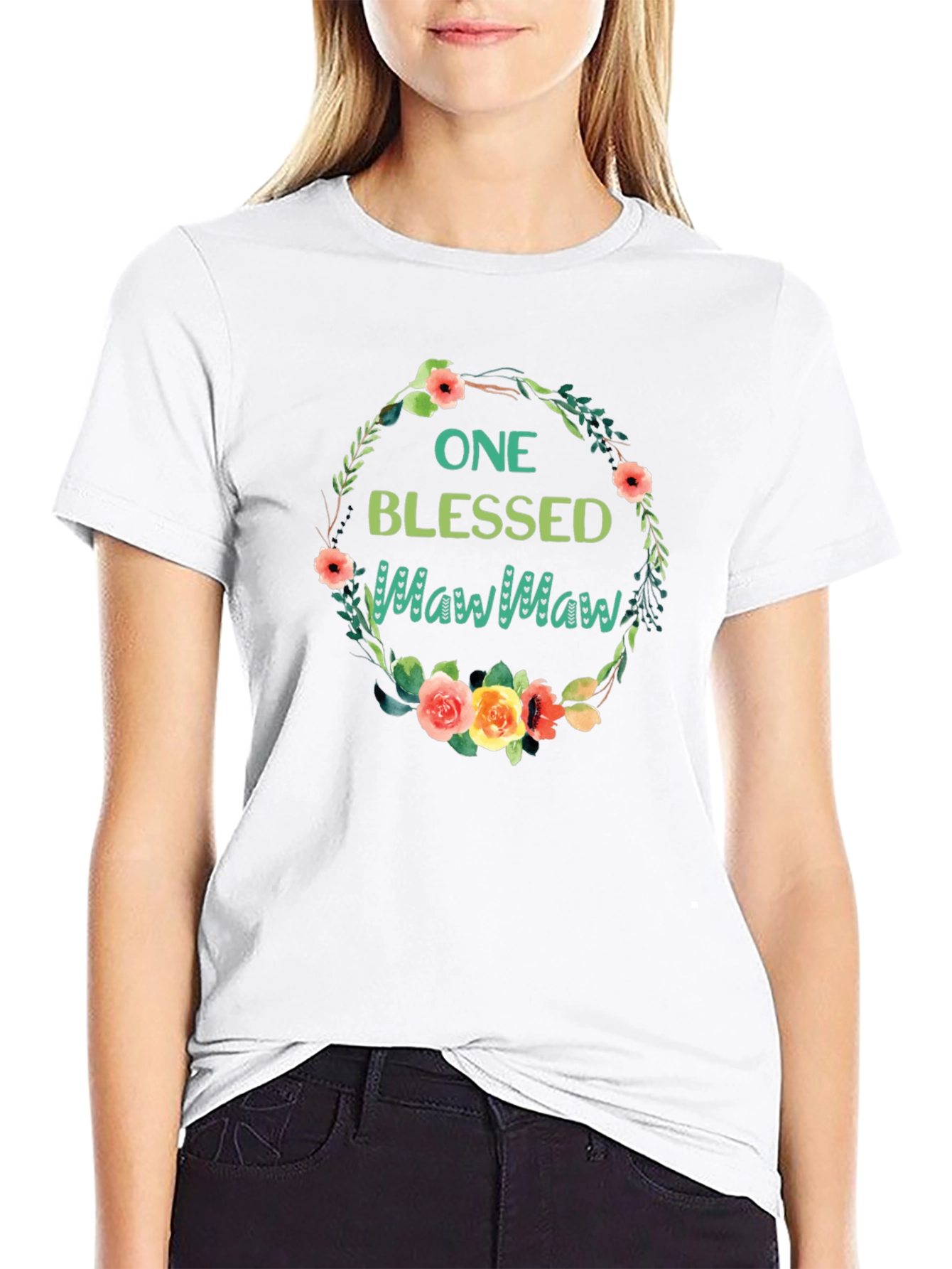 Blessed MawMaw Floral Wreath T-Shirt