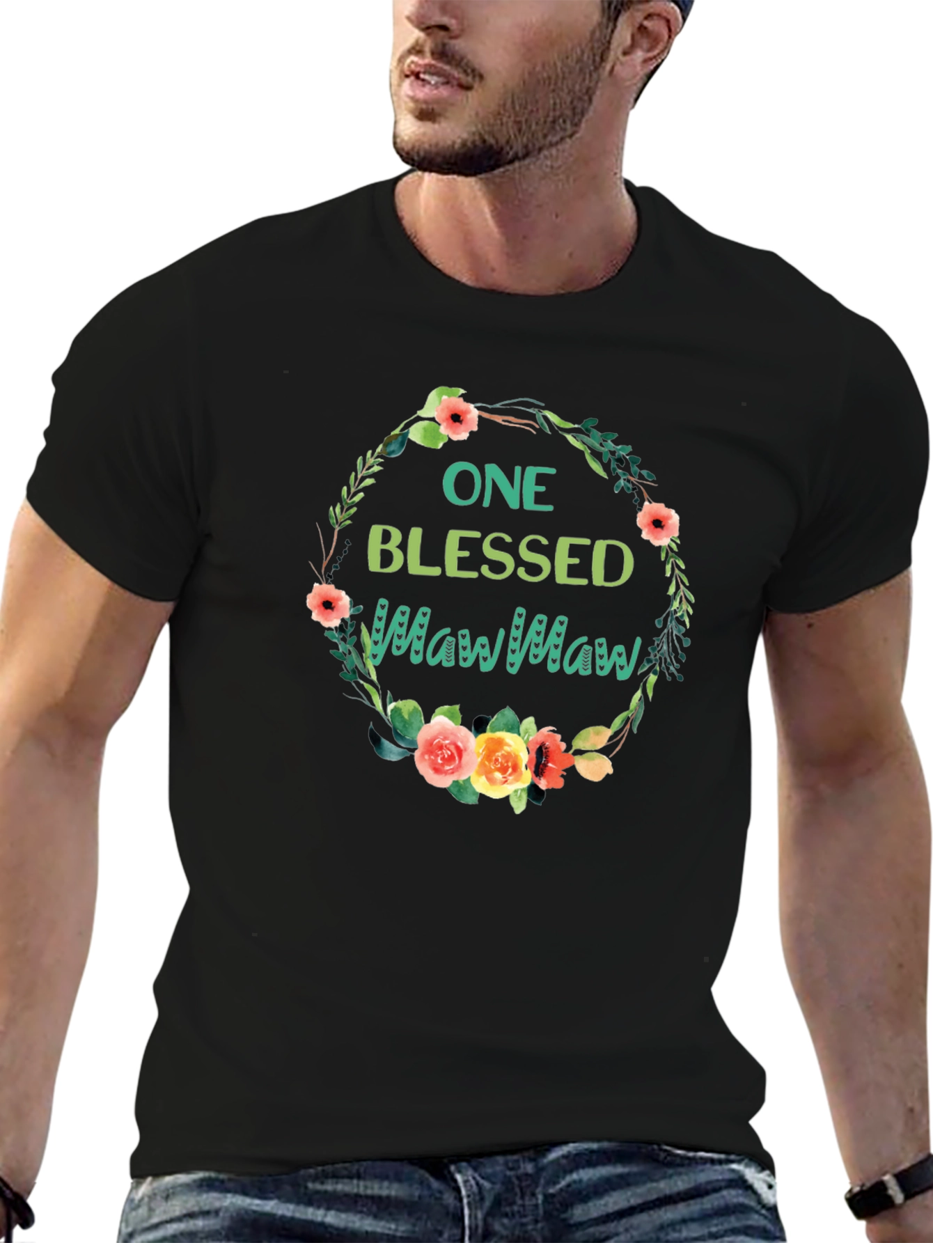 Blessed MawMaw Floral Wreath T-Shirt