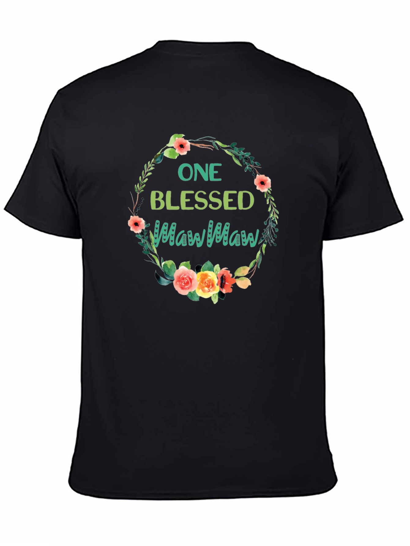 Blessed MawMaw Floral Wreath T-Shirt
