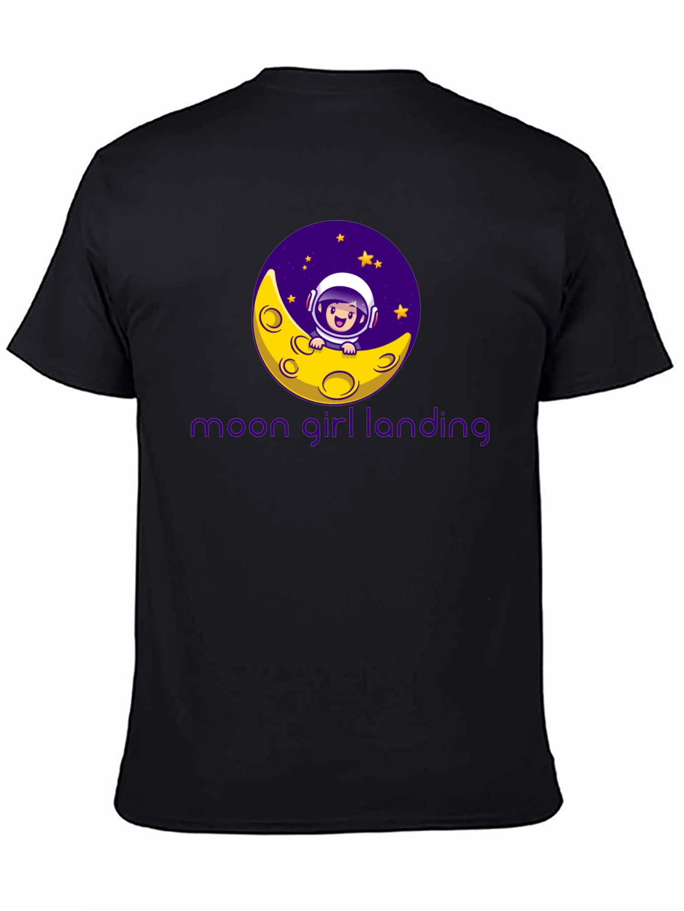 Moon Girl Landing Black T-Shirt
