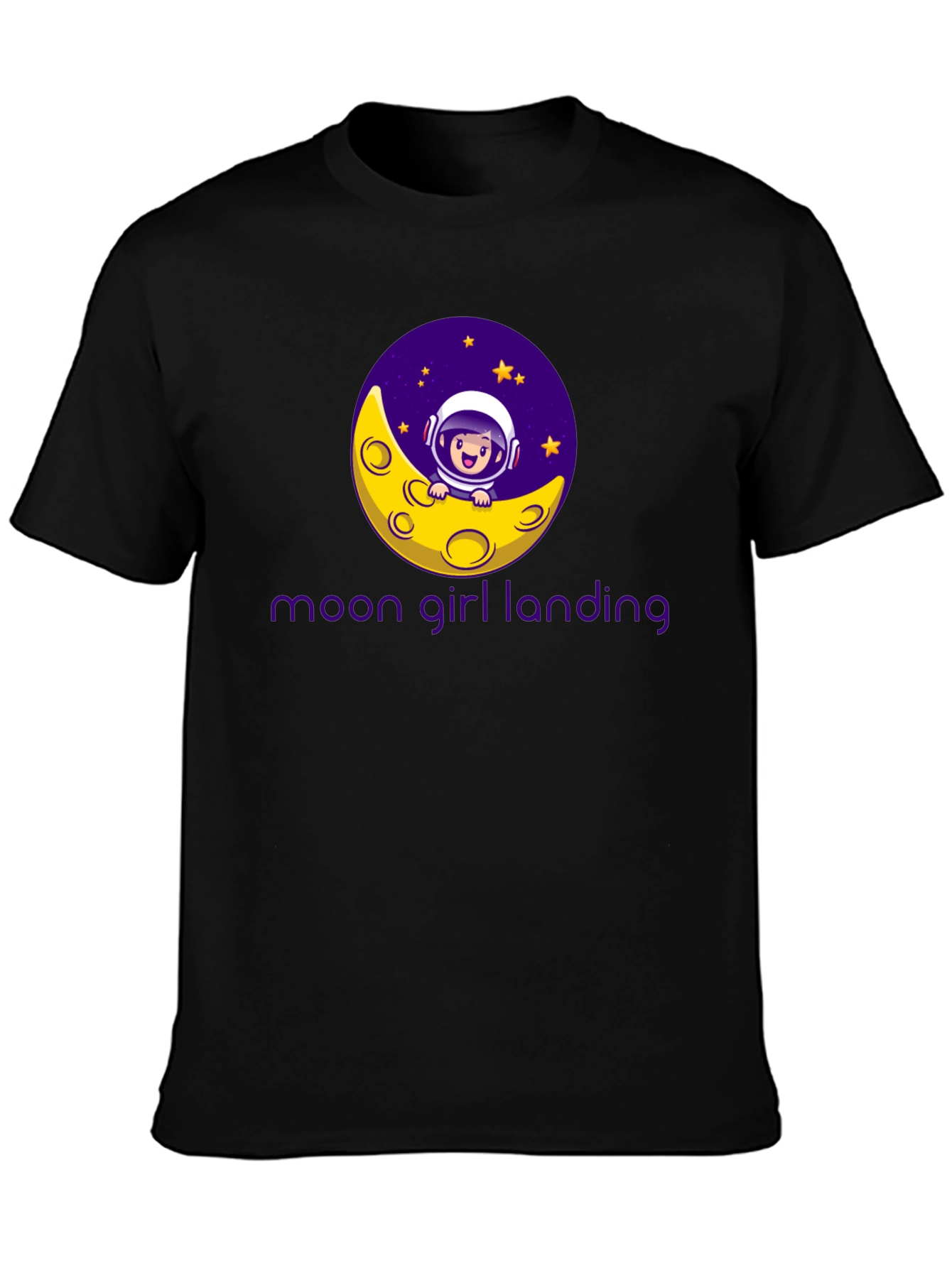 Moon Girl Landing Black T-Shirt