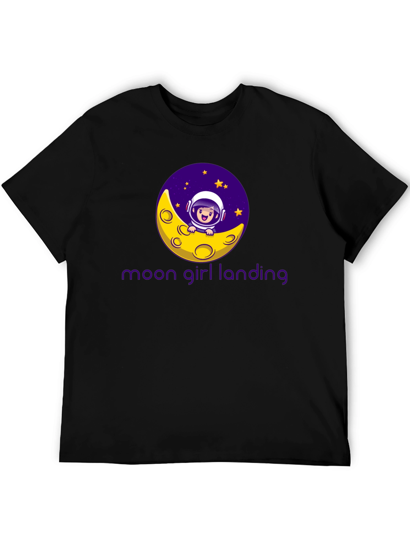 Moon Girl Landing Black T-Shirt