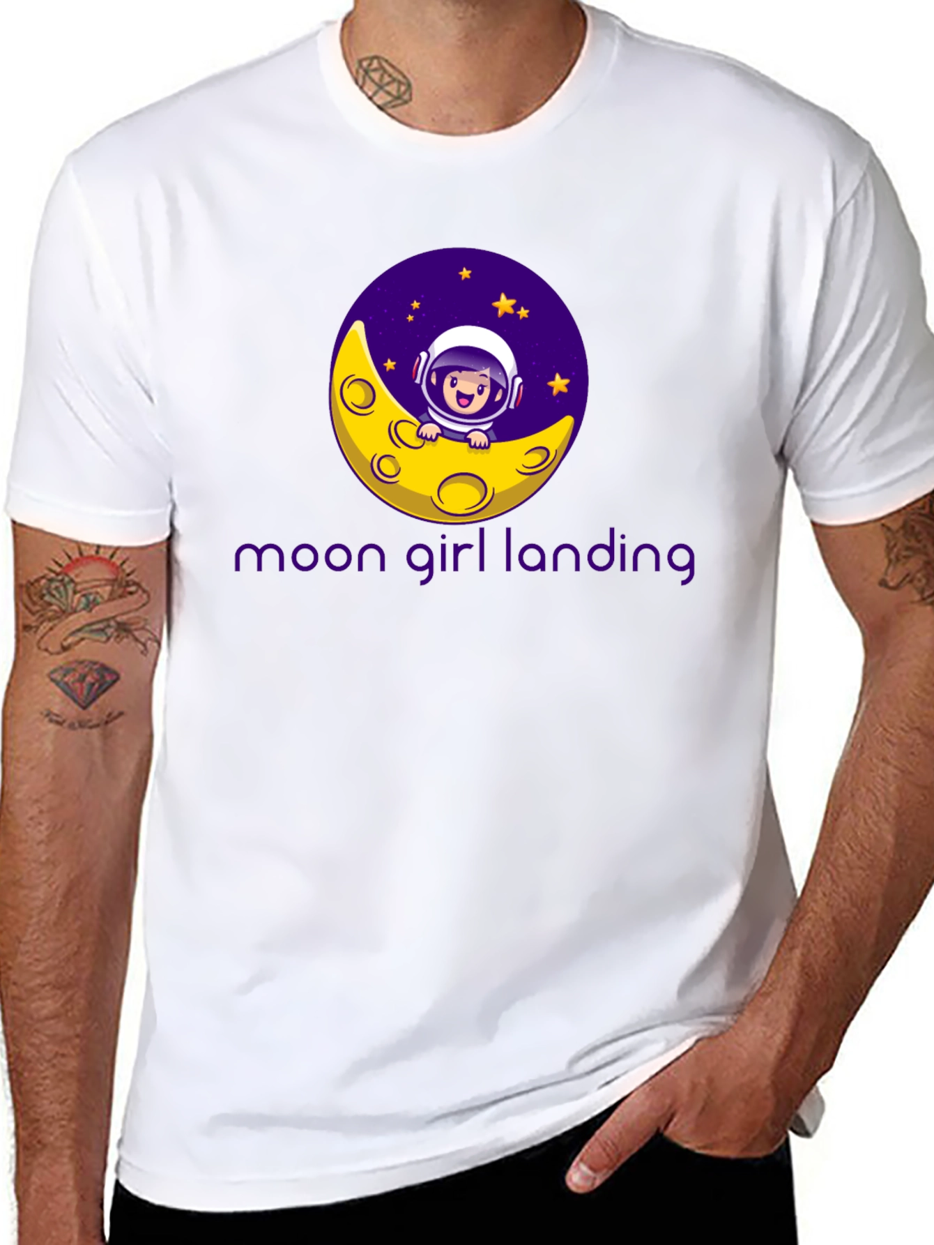 Moon Girl Landing Black T-Shirt