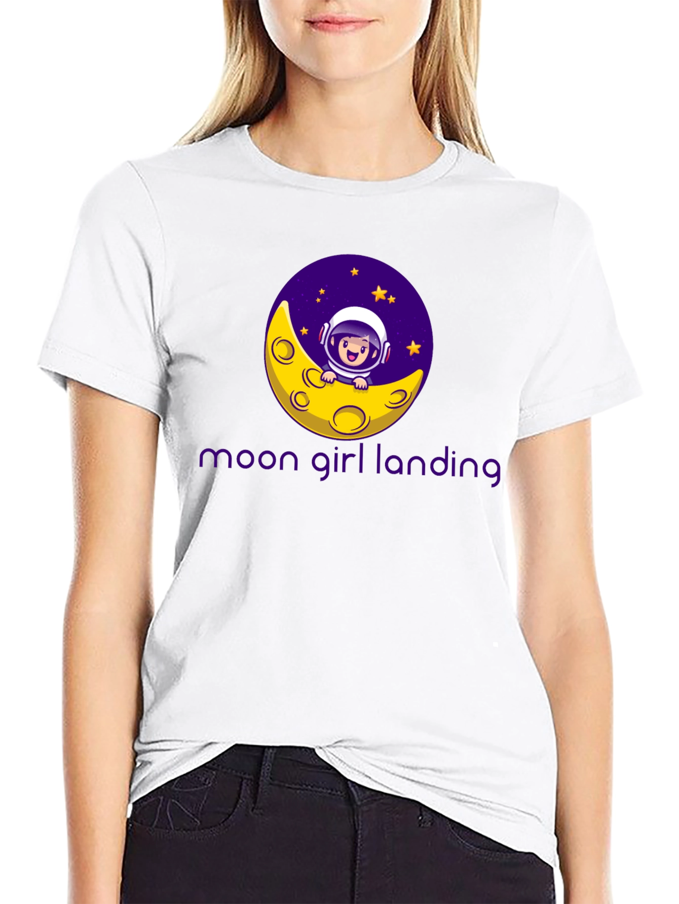 Moon Girl Landing Black T-Shirt