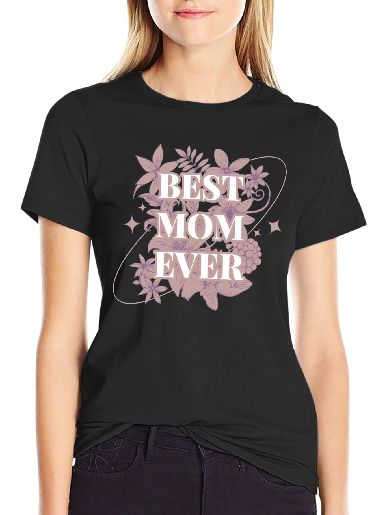 Best Mom Ever Floral Graphic T-Shirt