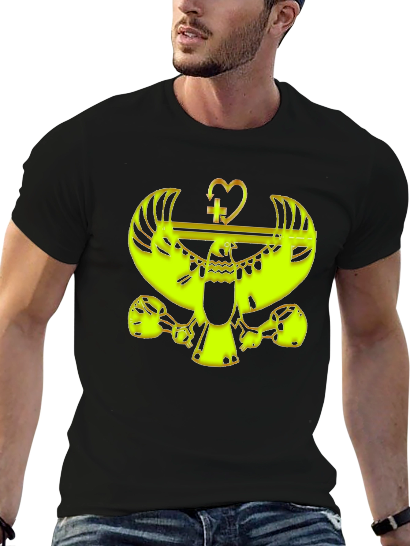 Unique Graphic Print Mens Black T-Shirt