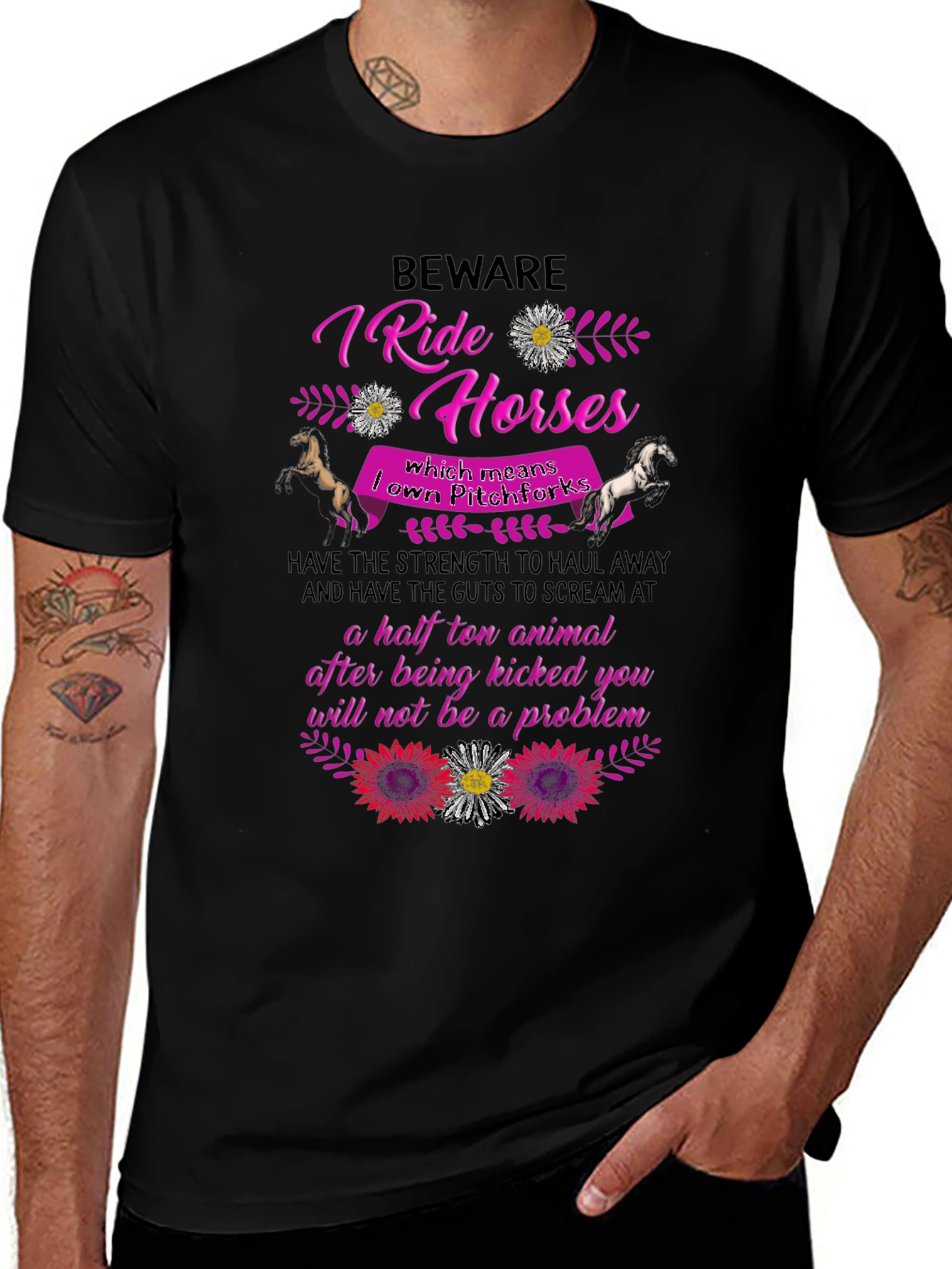 Beware I Ride Horses T-Shirt