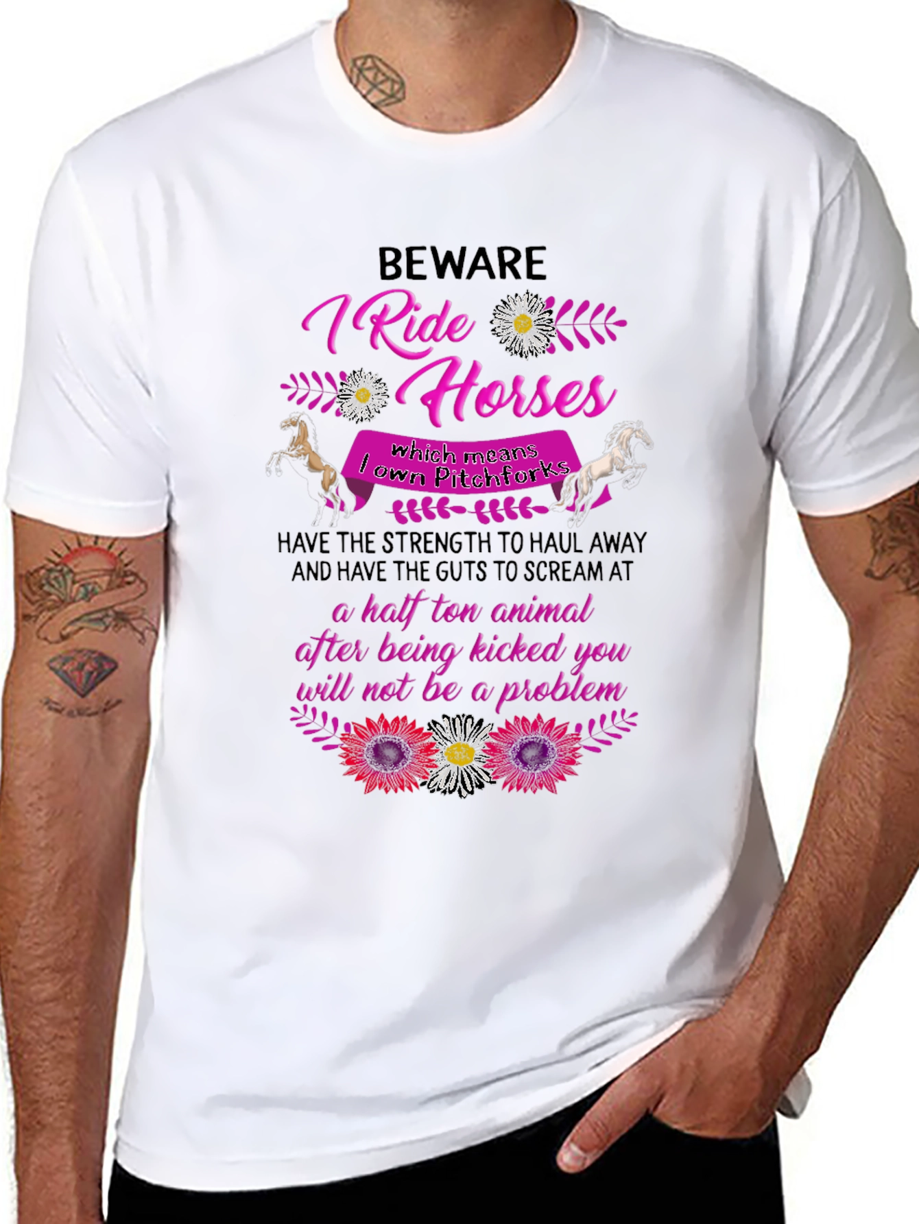 Beware I Ride Horses T-Shirt