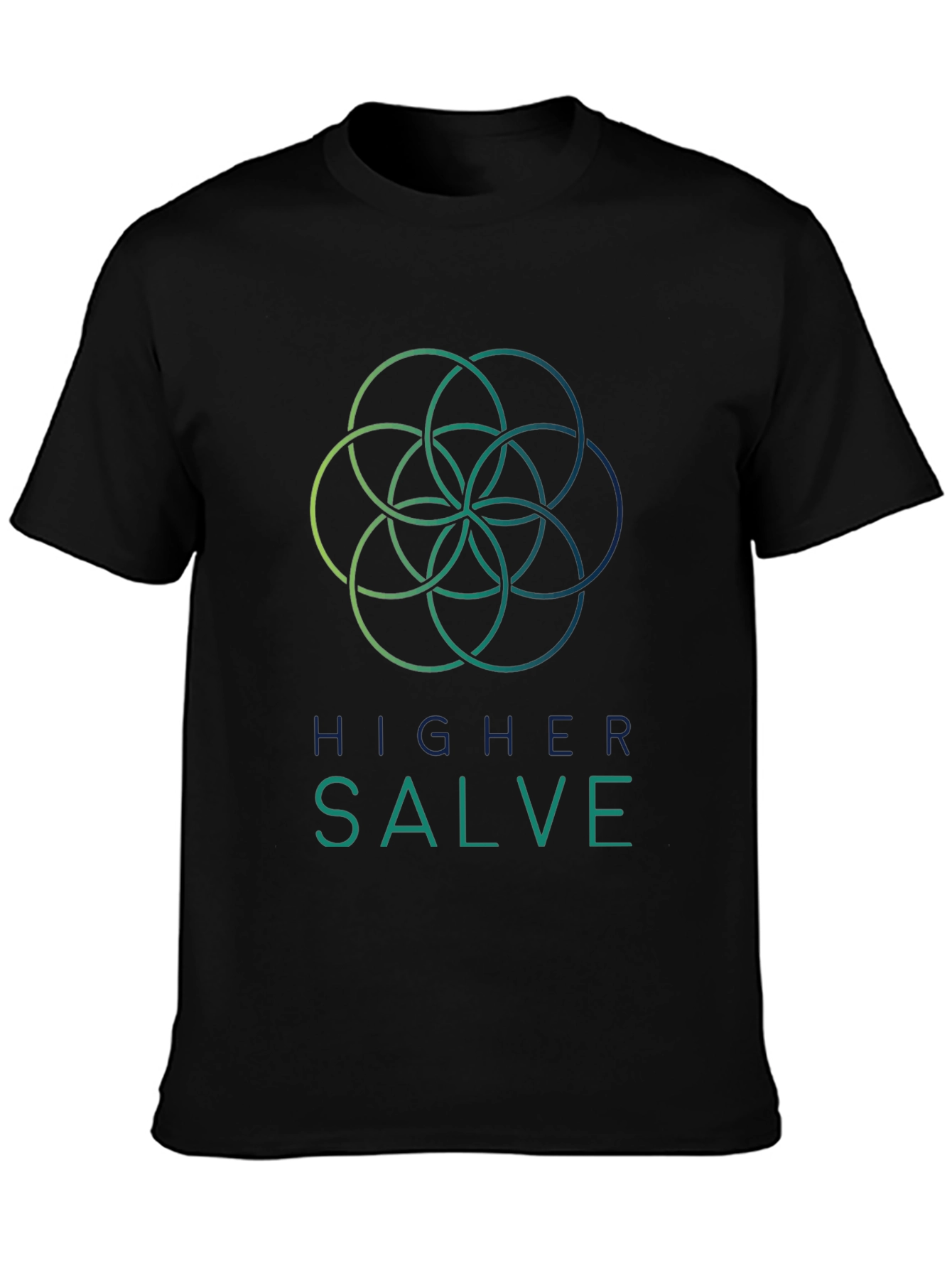 Higher Salve Black T-Shirt with Geometric Design