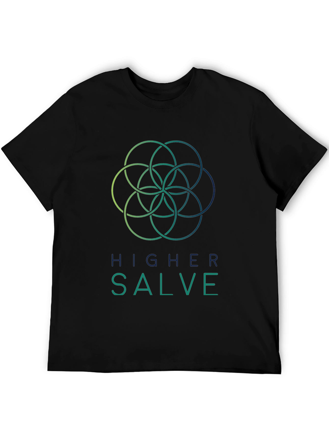 Higher Salve Black T-Shirt with Geometric Design