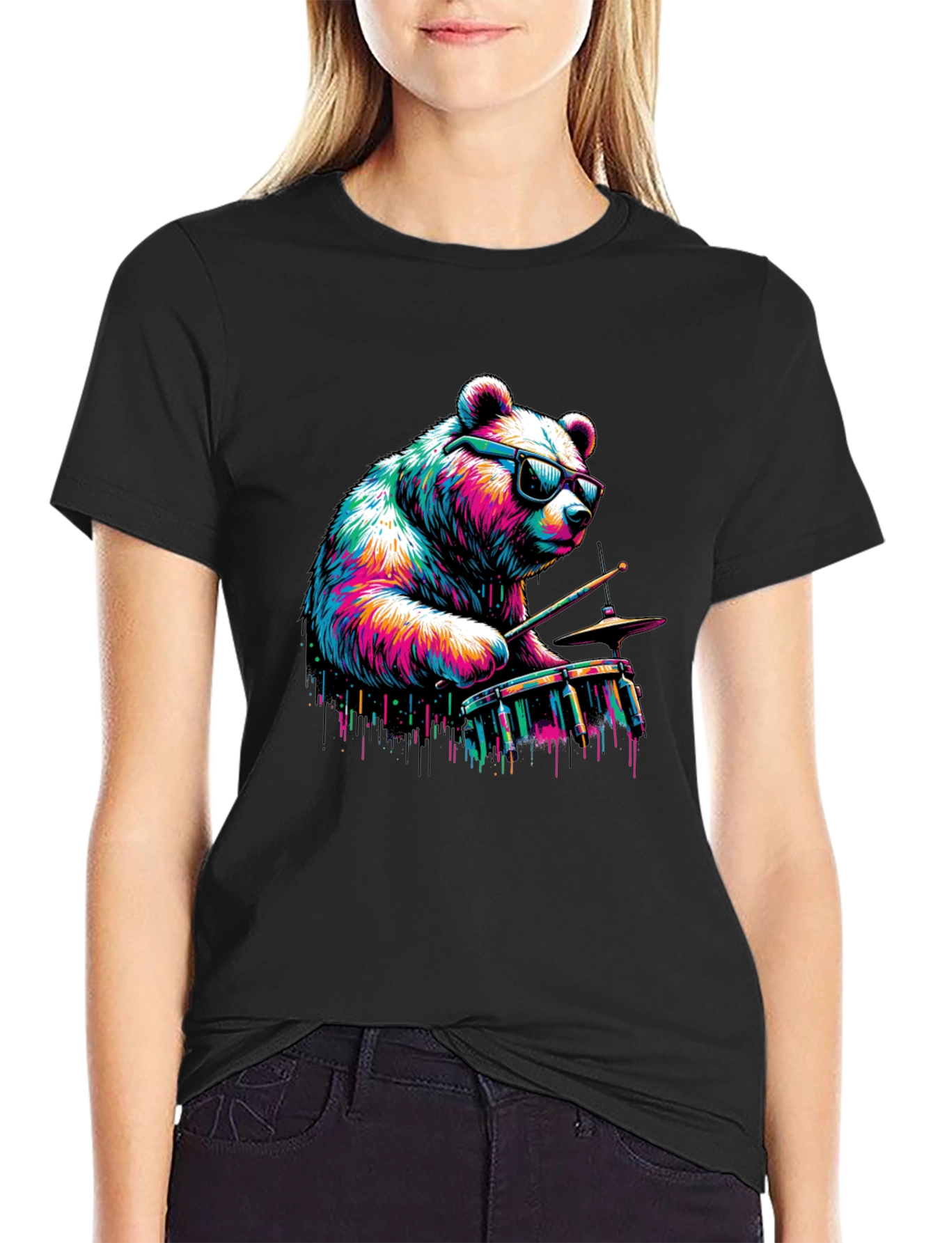 Bear Drummer Graphic Tee - Cool & Unique Design