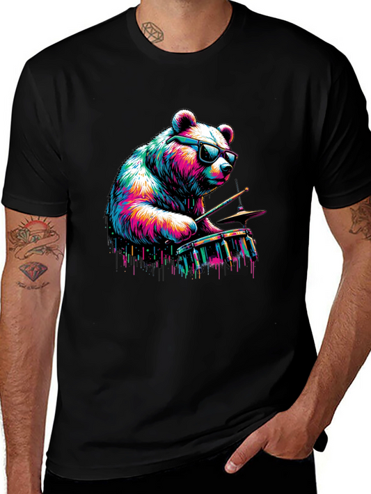 Bear Drummer Graphic Tee - Cool & Unique Design