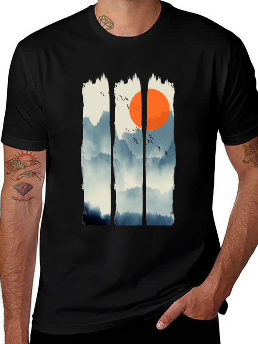 Zen Mountain Sunset Graphic Tee - Black