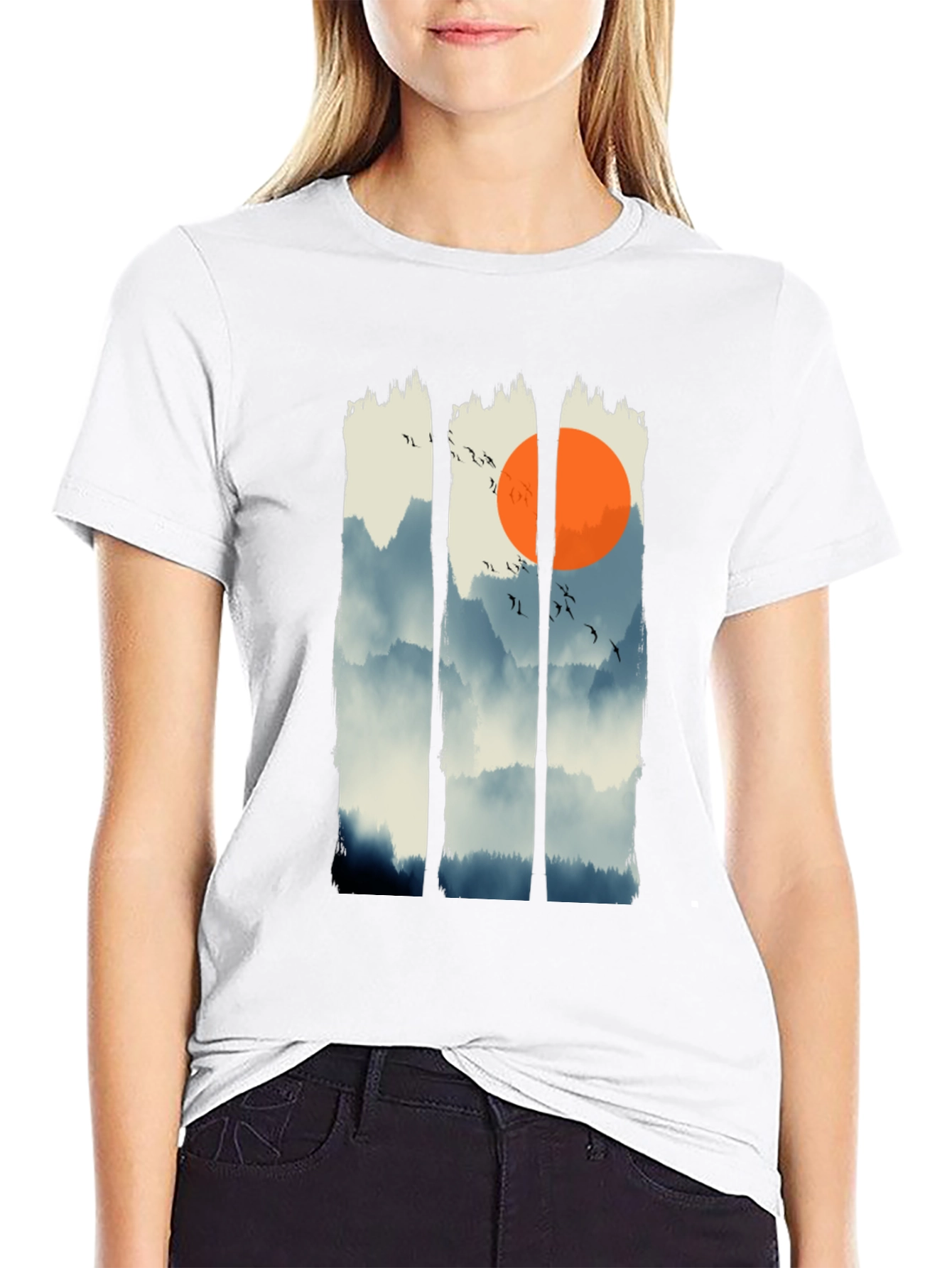 Zen Mountain Sunset Graphic Tee - Black