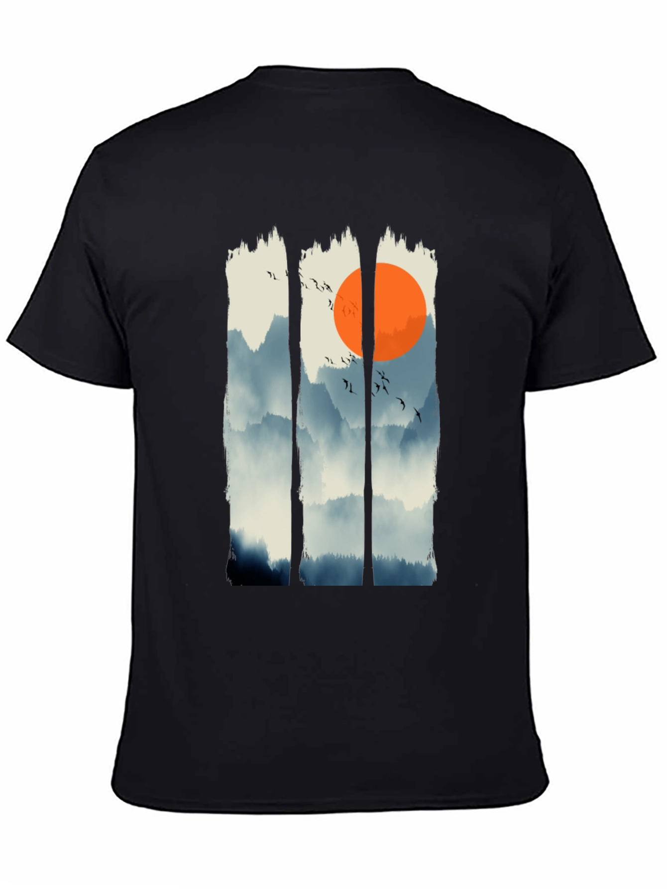 Zen Mountain Sunset Graphic Tee - Black