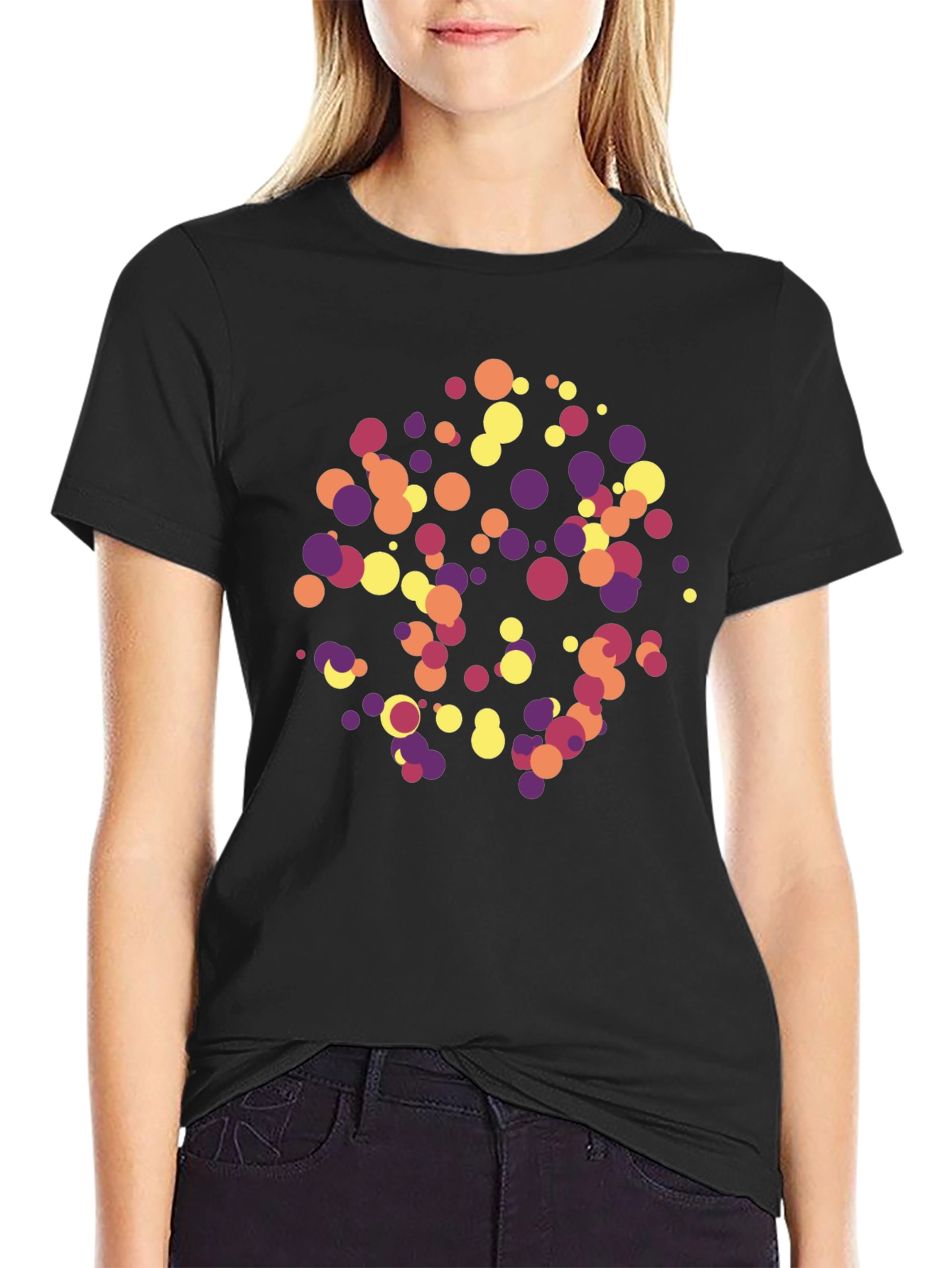 Abstract Dot Pattern Black T-Shirt
