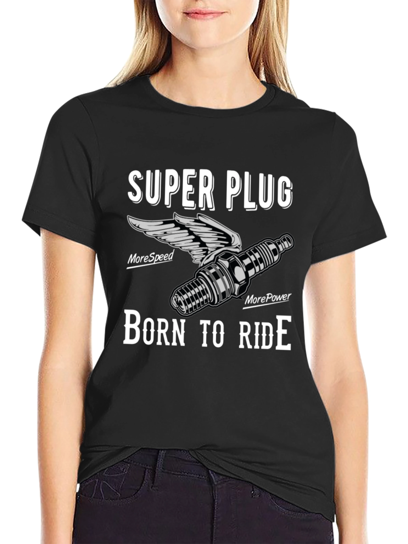 Super Plug Born to Ride Black Graphic Tee