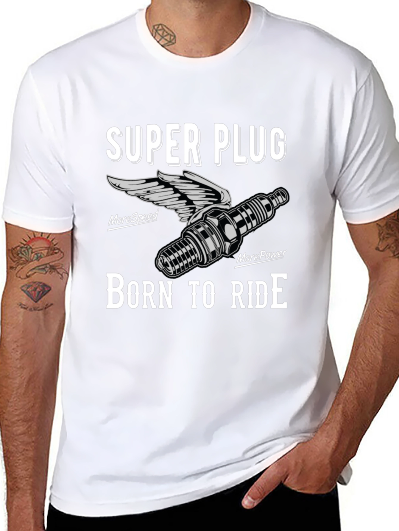 Super Plug Born to Ride Black Graphic Tee