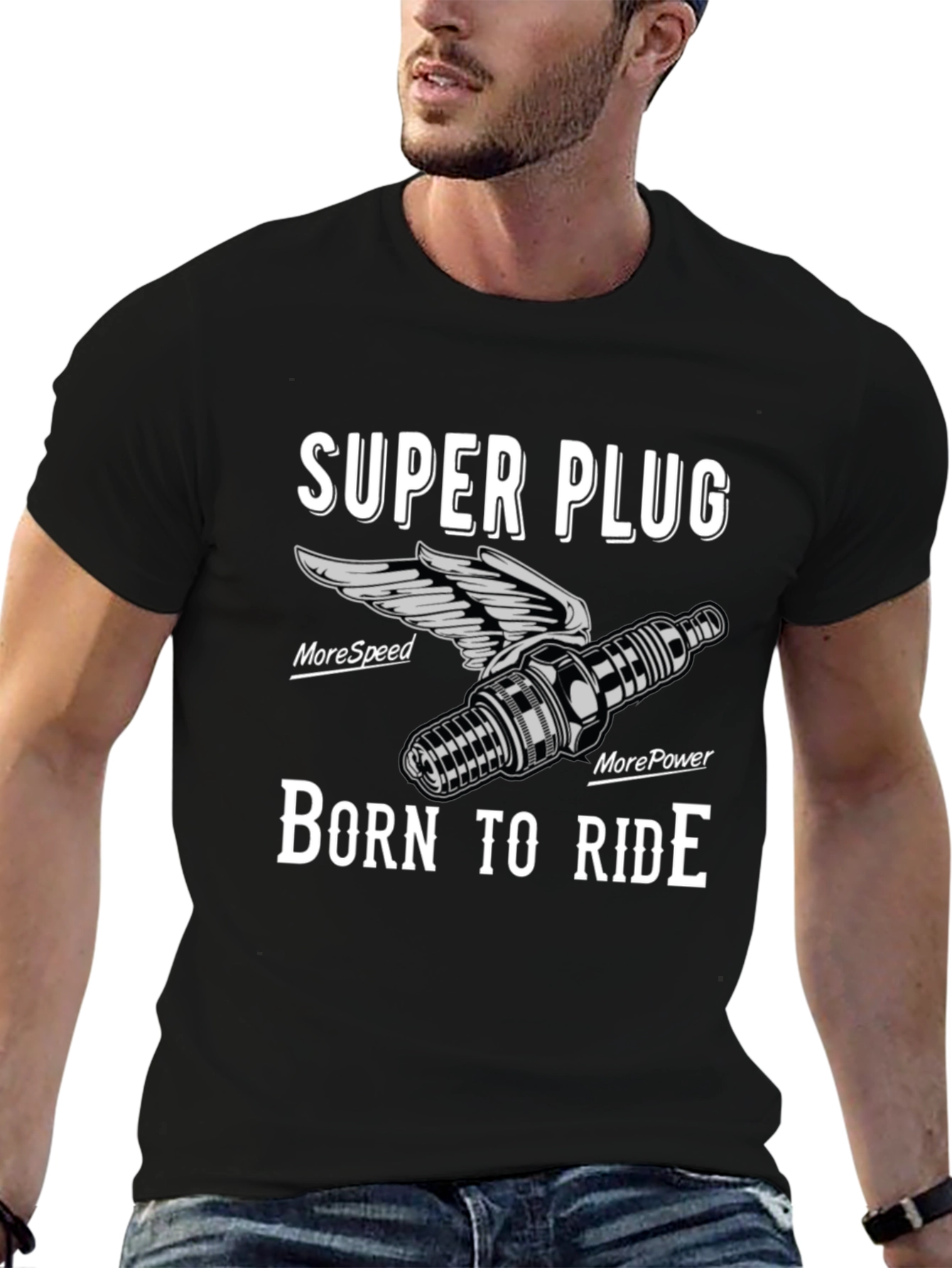 Super Plug Born to Ride Black Graphic Tee