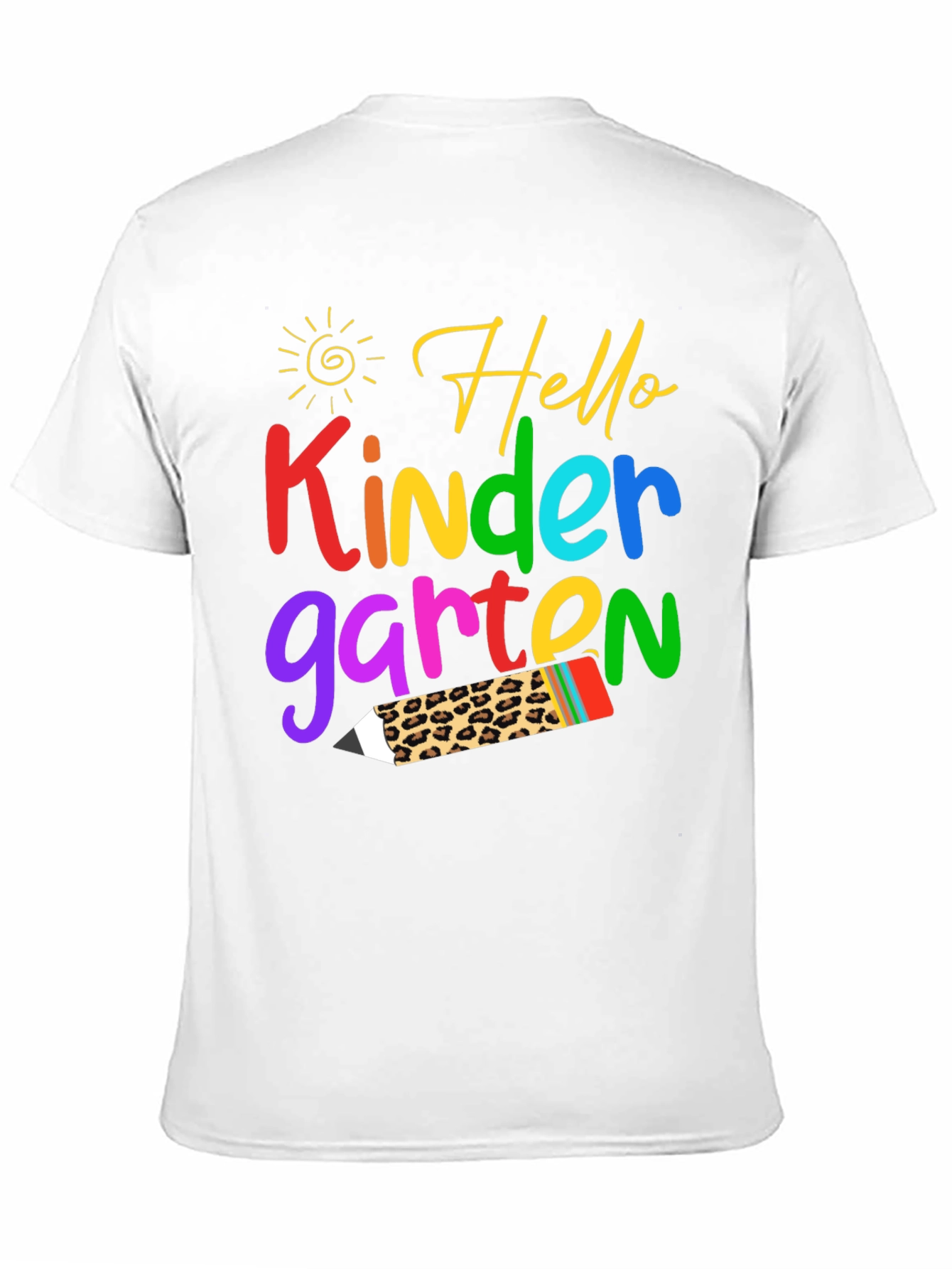 Hello Kindergarten T-Shirt - Leopard Print Pencil