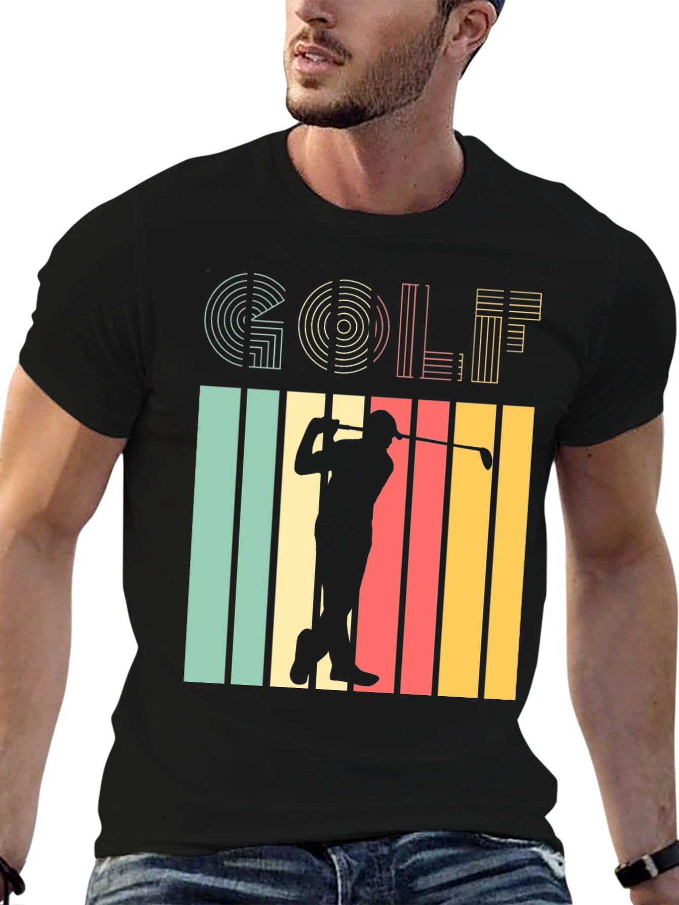 Retro Golf T-Shirt - Golfer Silhouette Tee