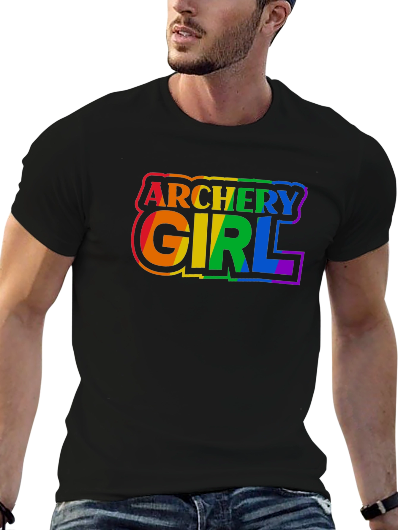 Archery Girl Pride T-Shirt - Rainbow Graphic Tee